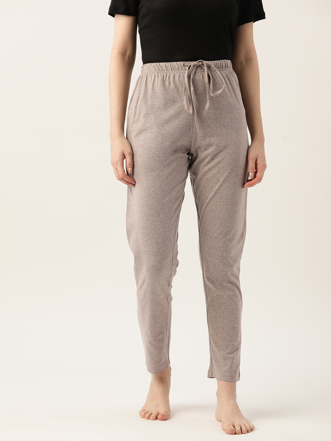 

ETC High-Rise Slim Fit Pure Cotton Lounge Pants, Taupe