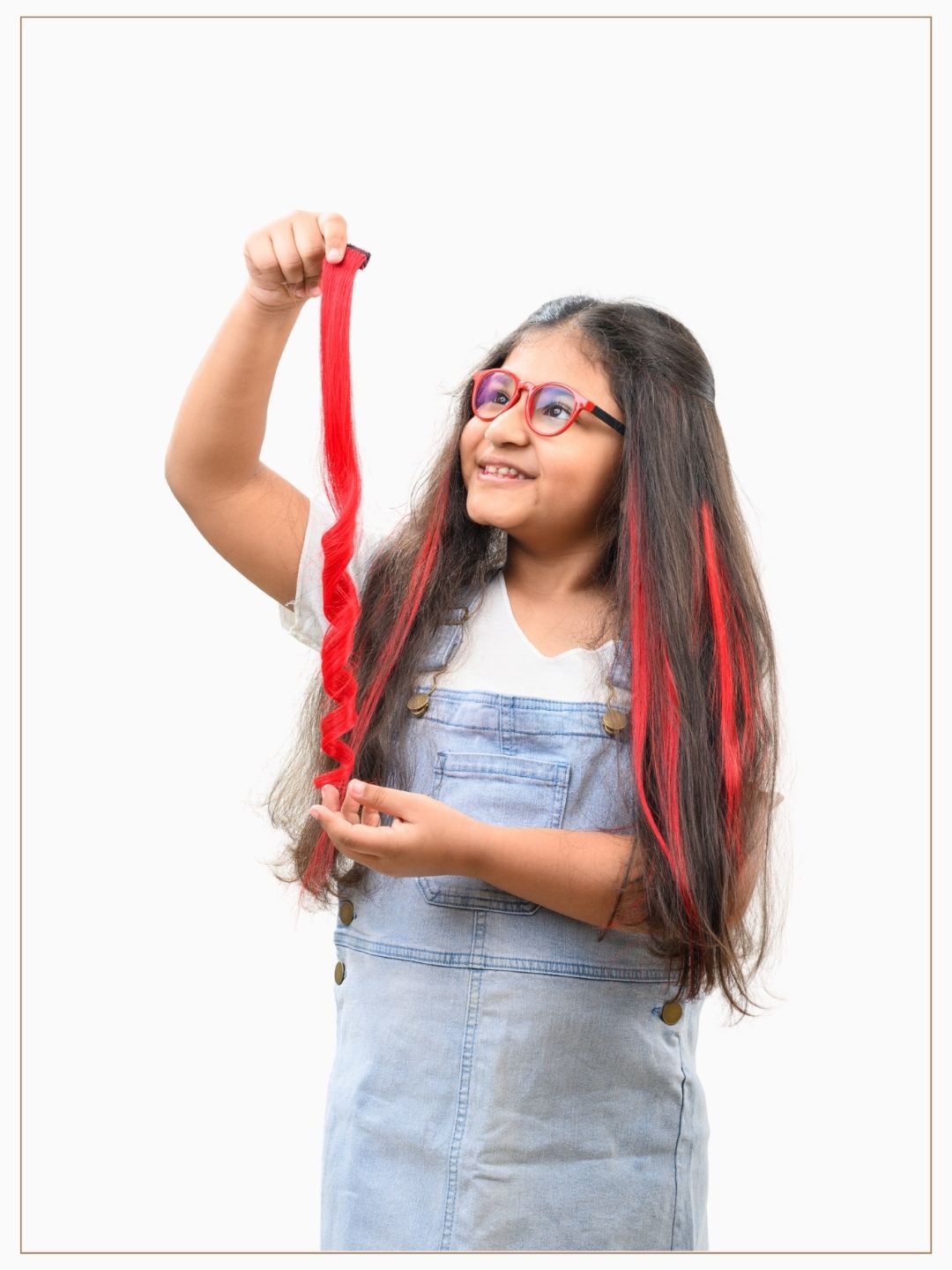 

HAIR ORIGINALS 2-Pcs Girls Clip In Hair Streak - Rosy Red 16