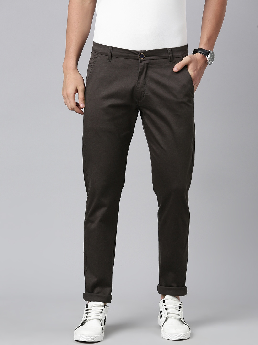 

Majestic Man Men Smart Slim Fit Easy Wash Chinos, Charcoal