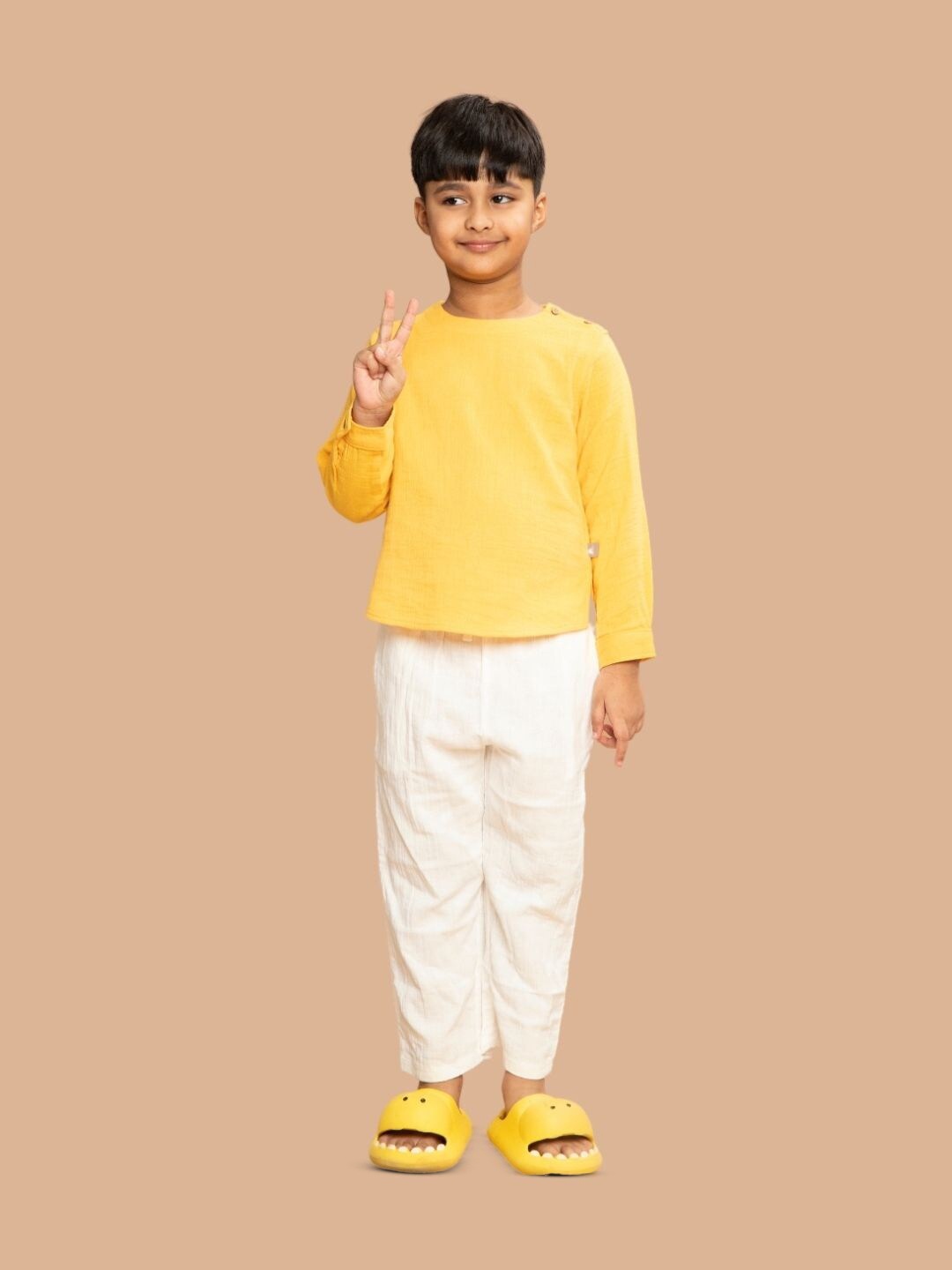 

Greendeer Kids Pure Cotton Kurta With Trousers, Yellow