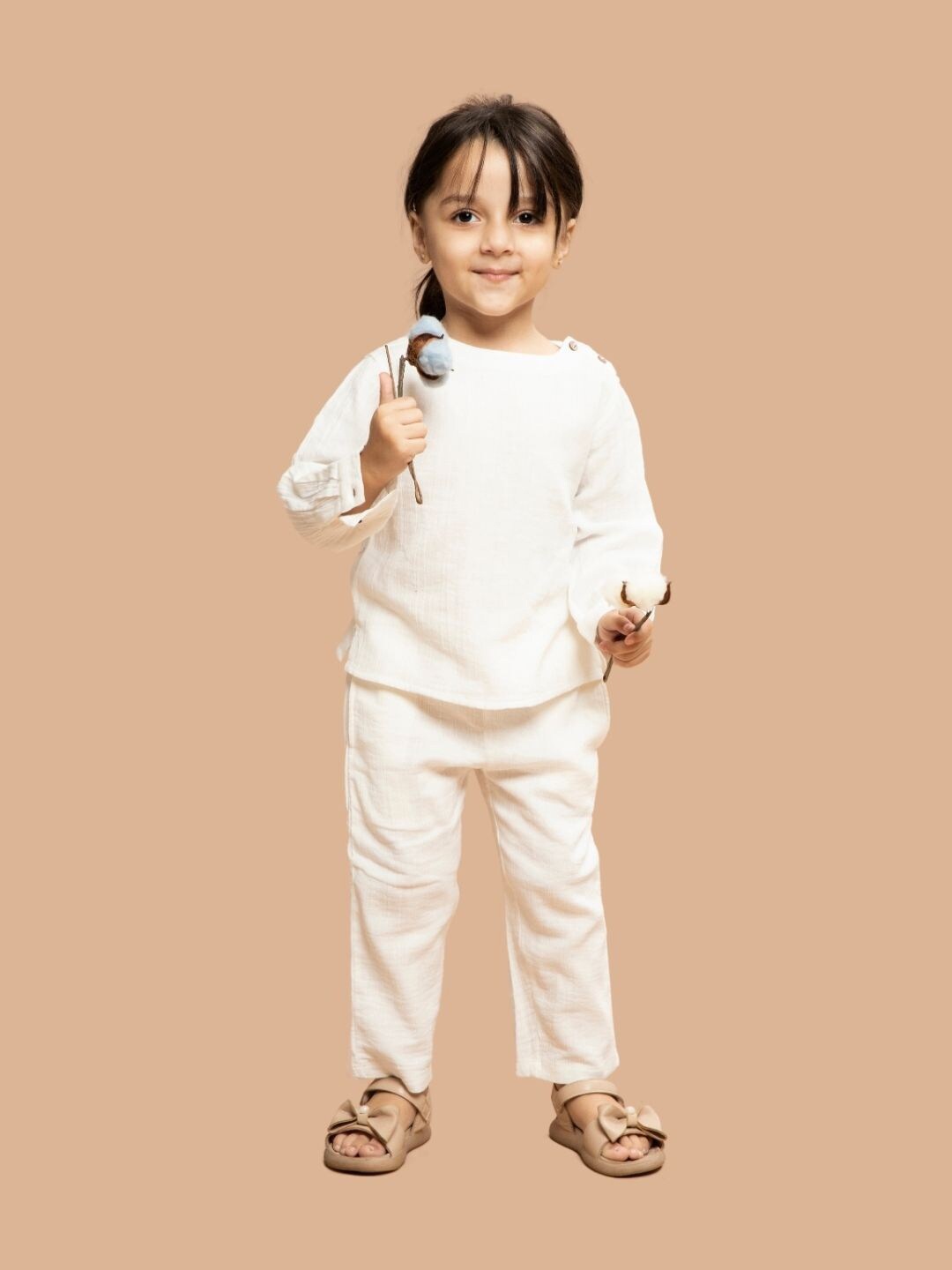 

Greendeer Kids Cotton Top & Trousers, White