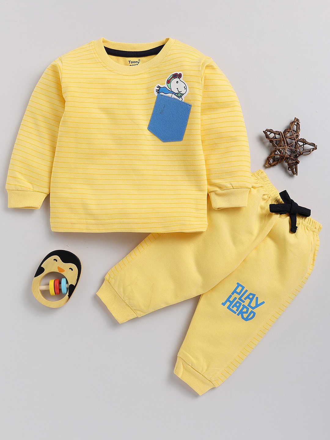 

Toonyport Kids Striped T-shirt with Trousers, Yellow