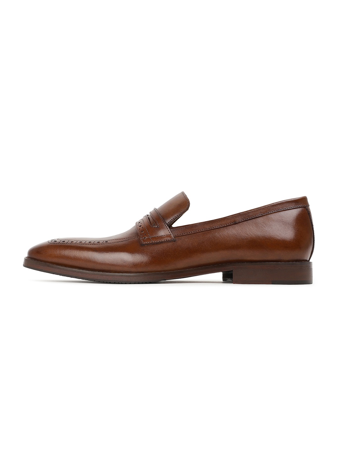 

RARE RABBIT Men Kent Perforated Leather Formal Loafers, Tan