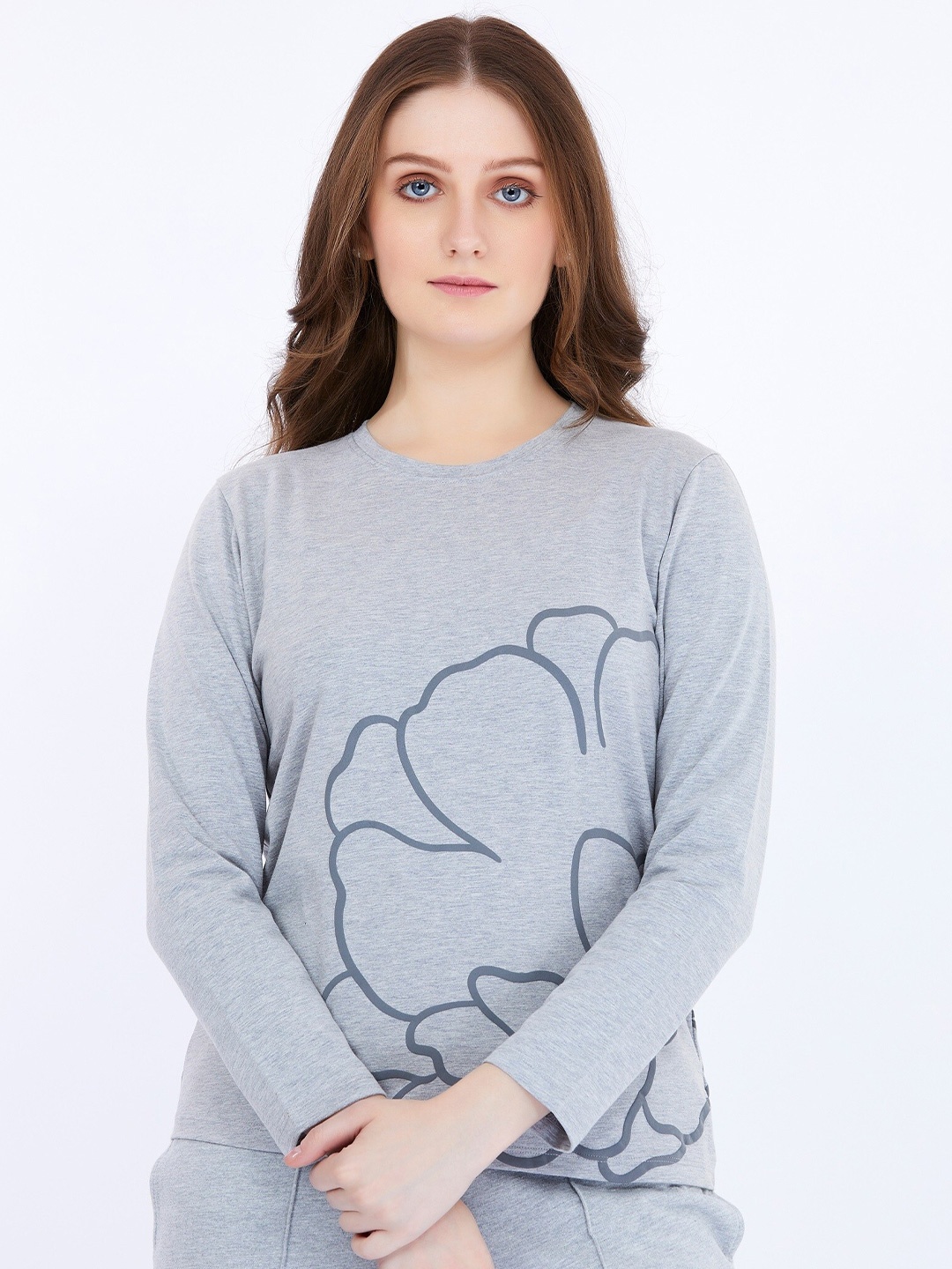 

MAYSIXTY Graphic Printed Cotton Casual T-shirt, Grey