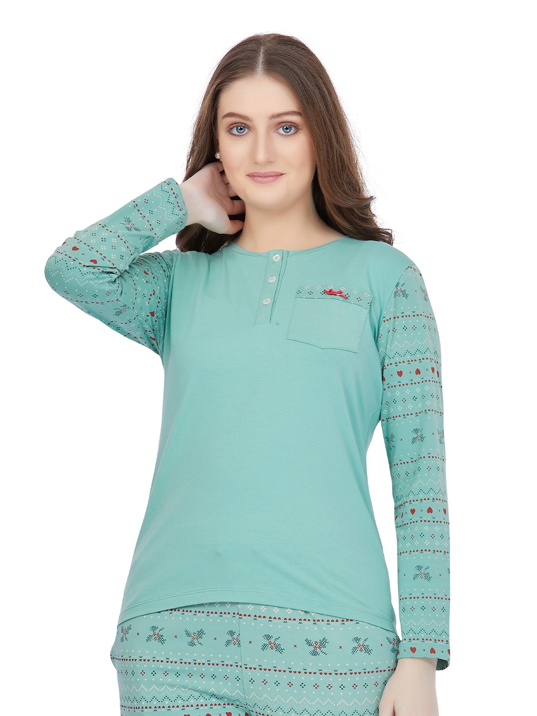 

MAYSIXTY Round Neck Pockets Cotton Casual T-shirt, Green