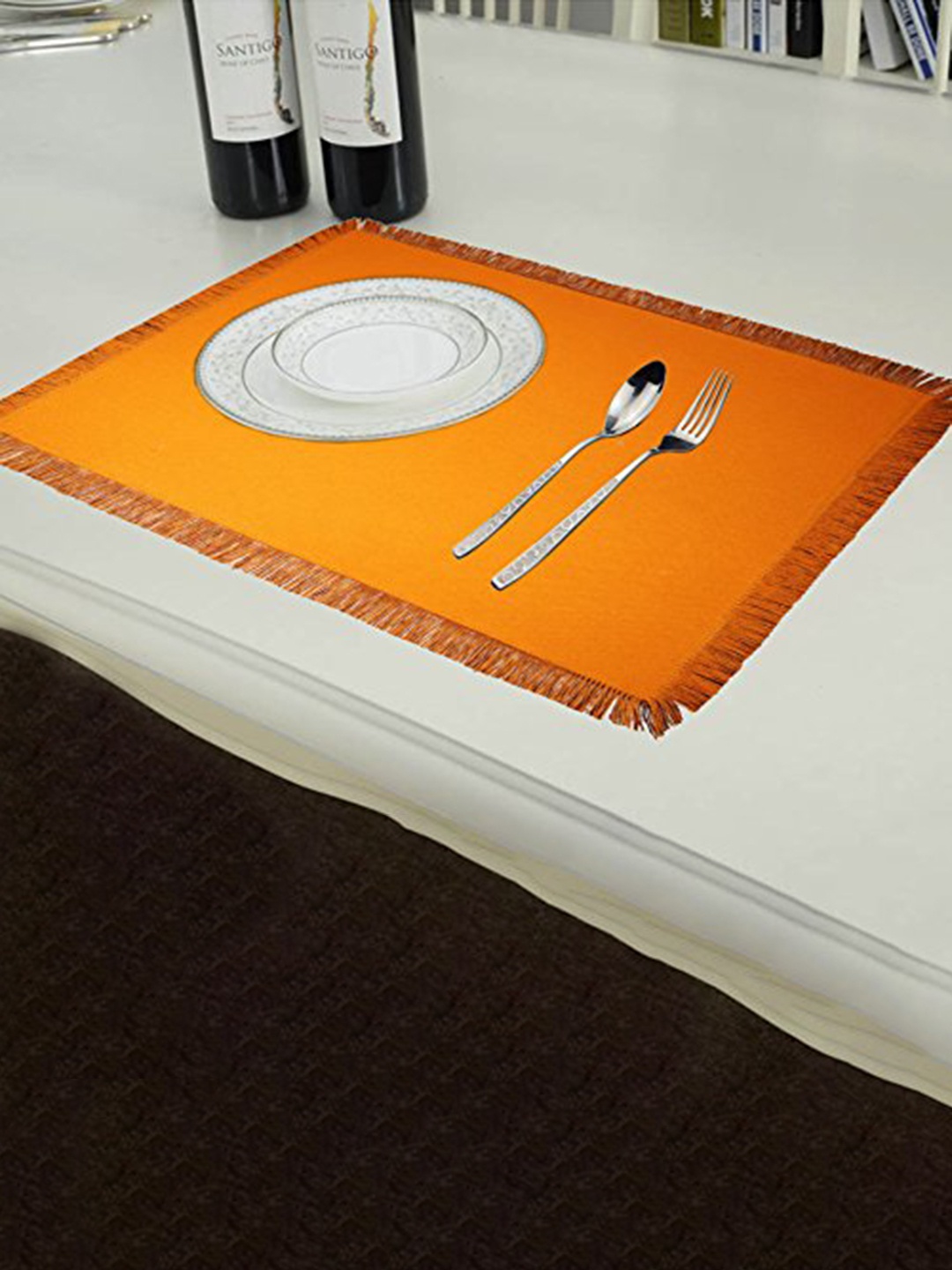 

Lushomes Orange 6 Pieces Cotton Rectangular Dining Table Placemats