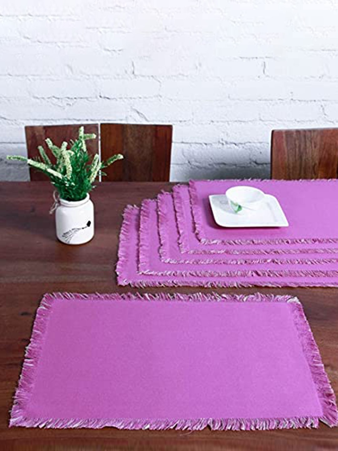 

Lushomes Purple & Beige 6 Pieces Cotton Table Napkins