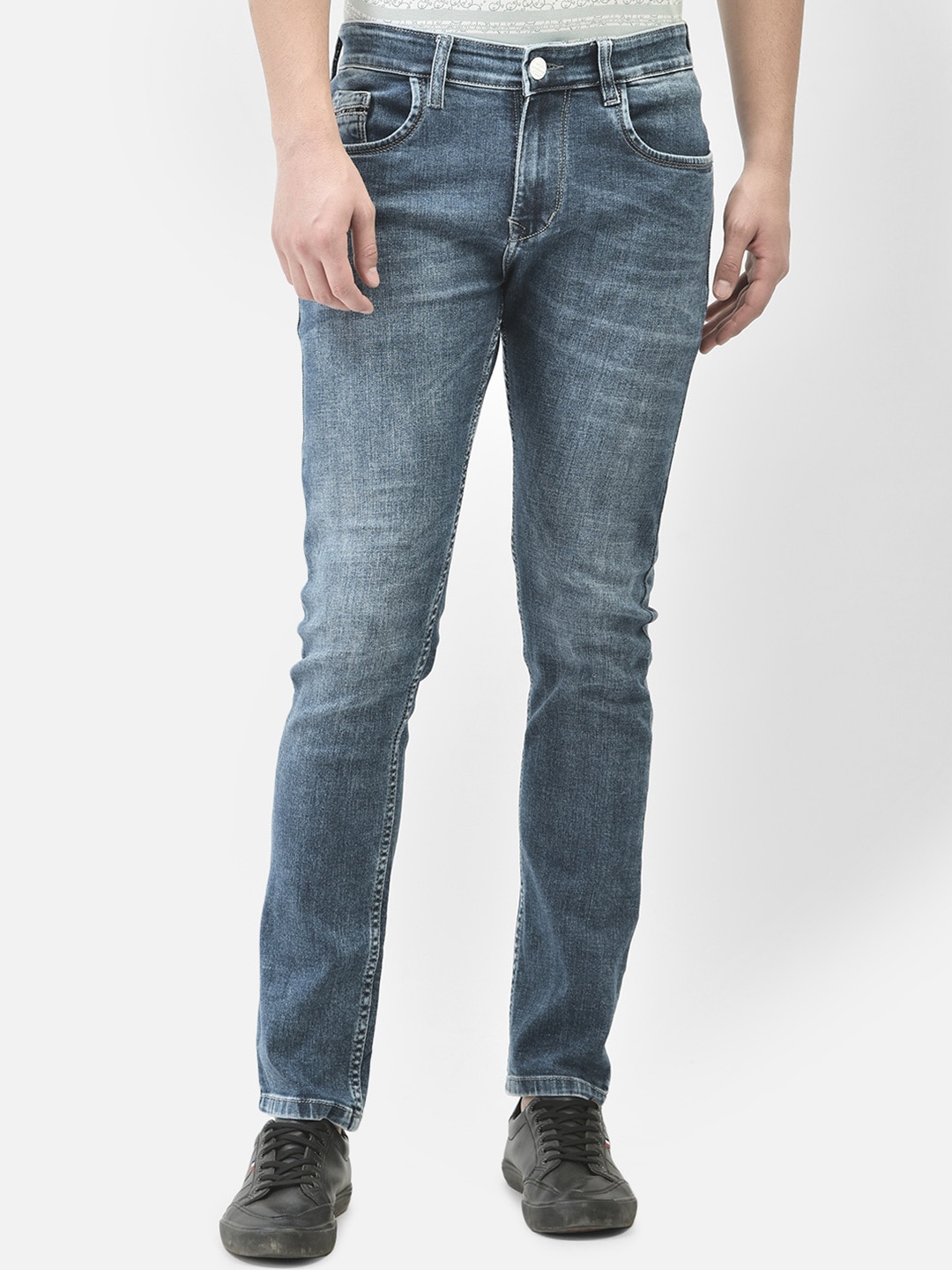 

Crimsoune Club Men Slim Fit Heavy Fade Stretchable Jeans, Blue