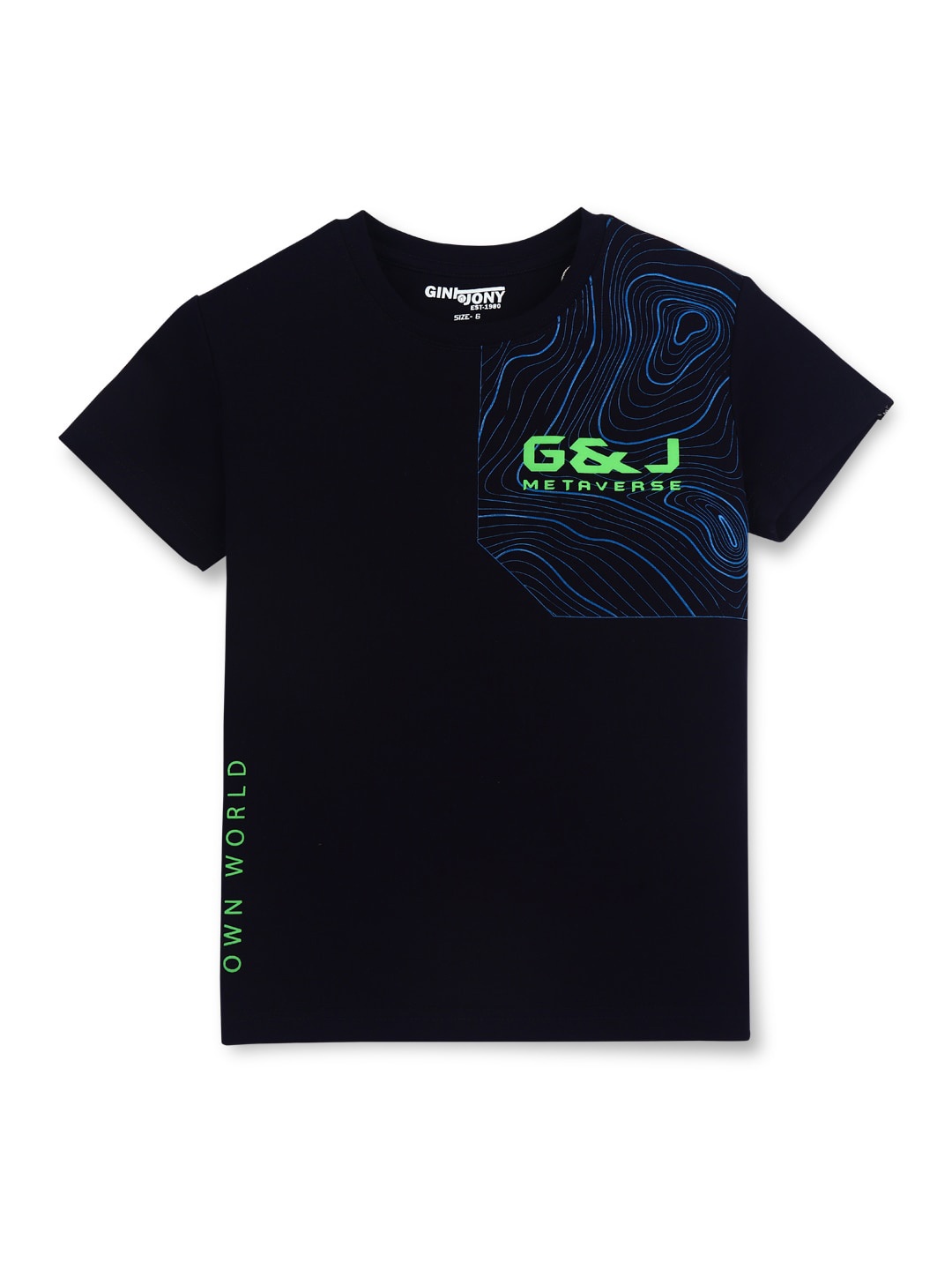 

Gini and Jony Boys Graphic Printed Cotton T-Shirt, Navy blue