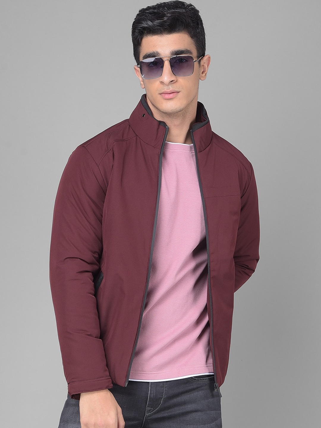 

Crimsoune Club Mock Collar Bomber Jacket, Maroon