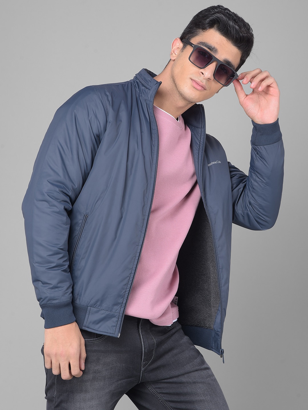 

Crimsoune Club Mock Collar Bomber Jacket, Navy blue