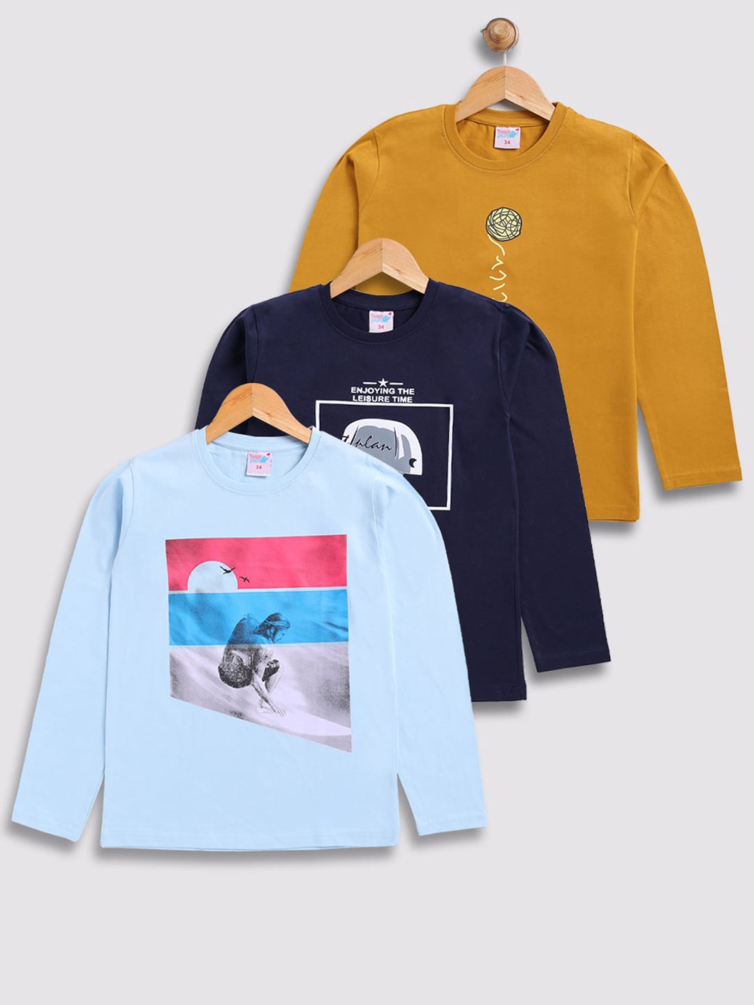 

Toonyport Boys Pack Of 3 Printed Cotton T-shirt, Turquoise blue