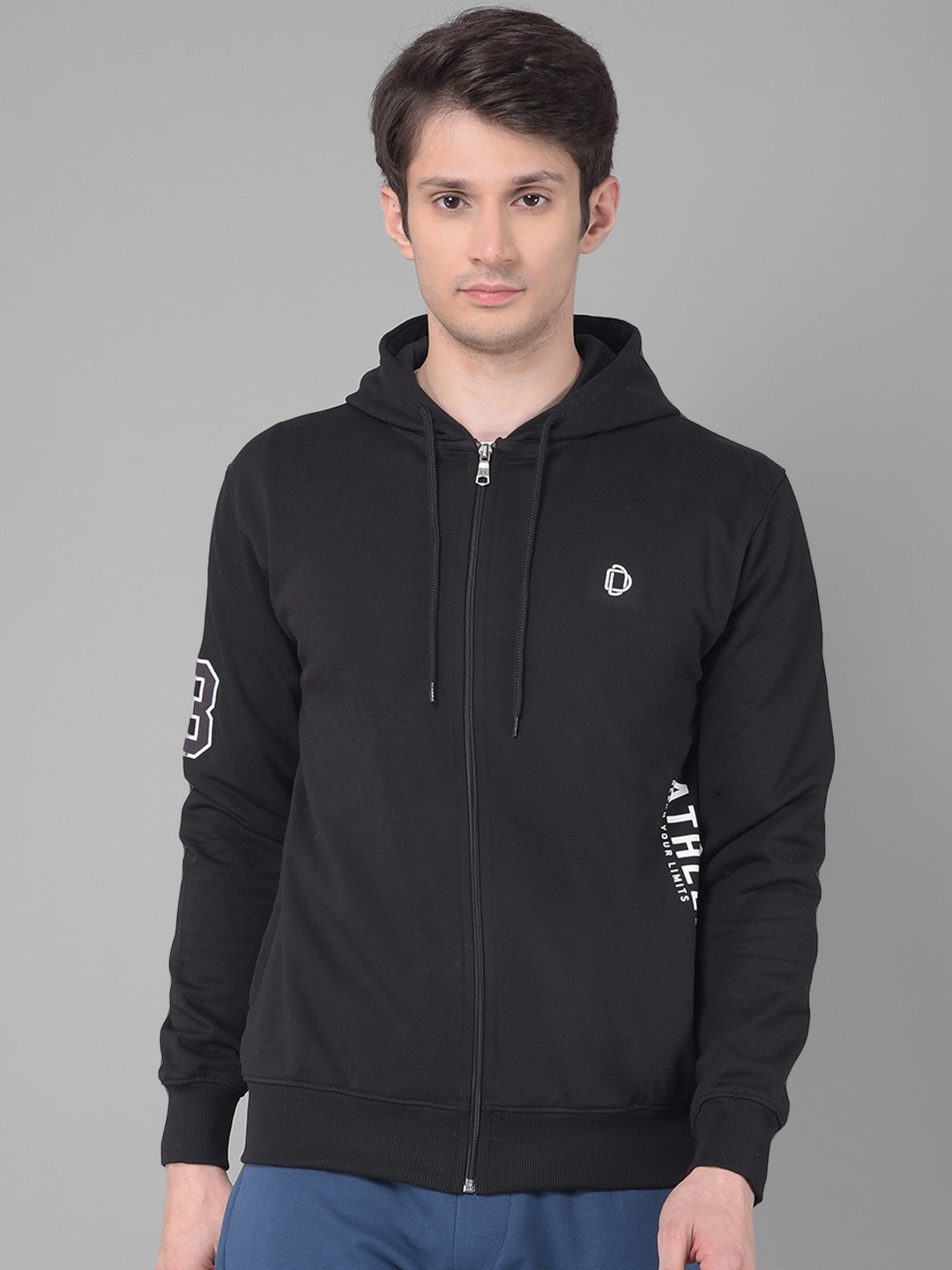 

Dollar Hooded Front-Open Cotton Sweatshirt, Black