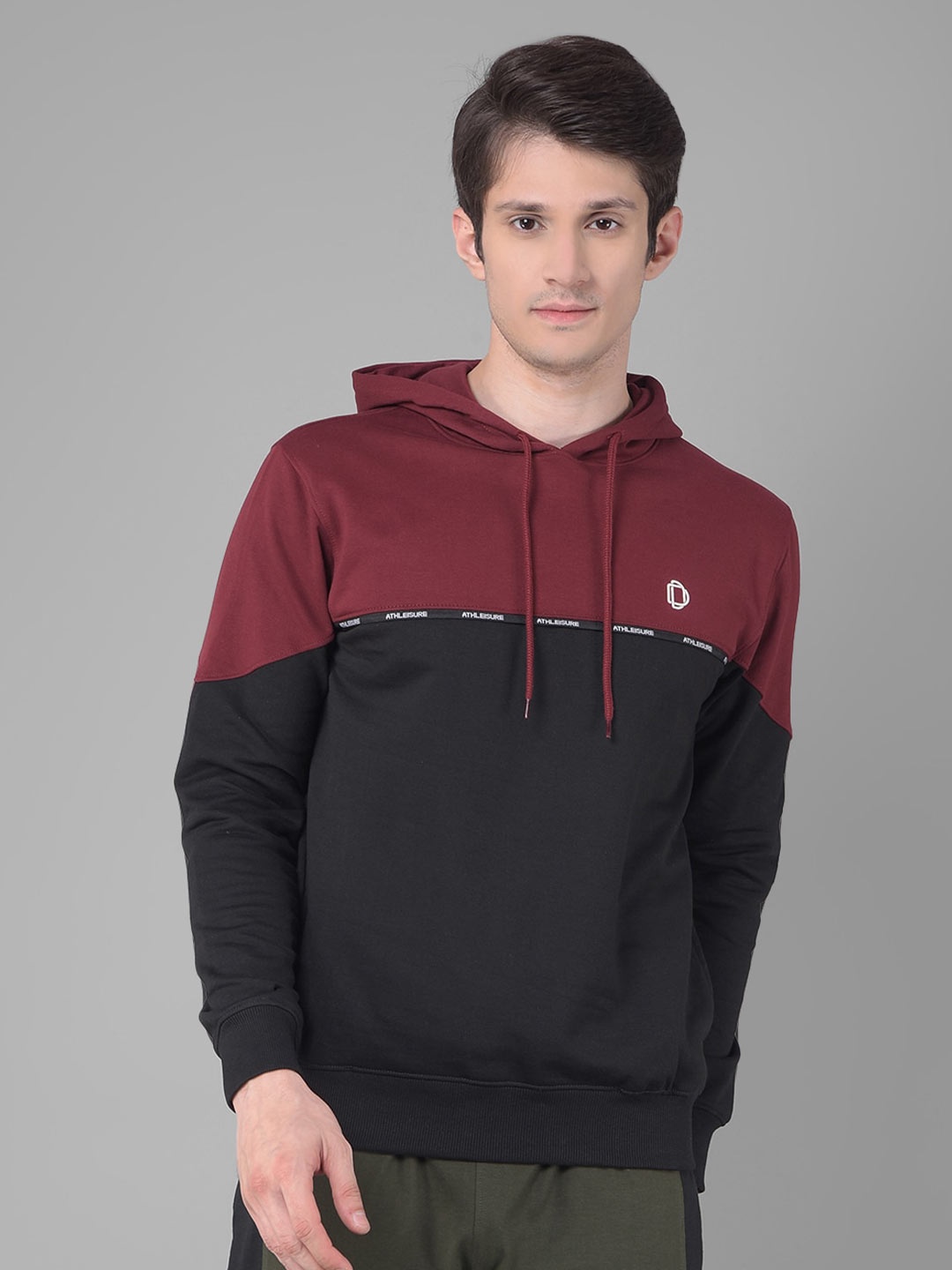 

Dollar Colourblocked Hooded Cotton Sweatshirt, Maroon