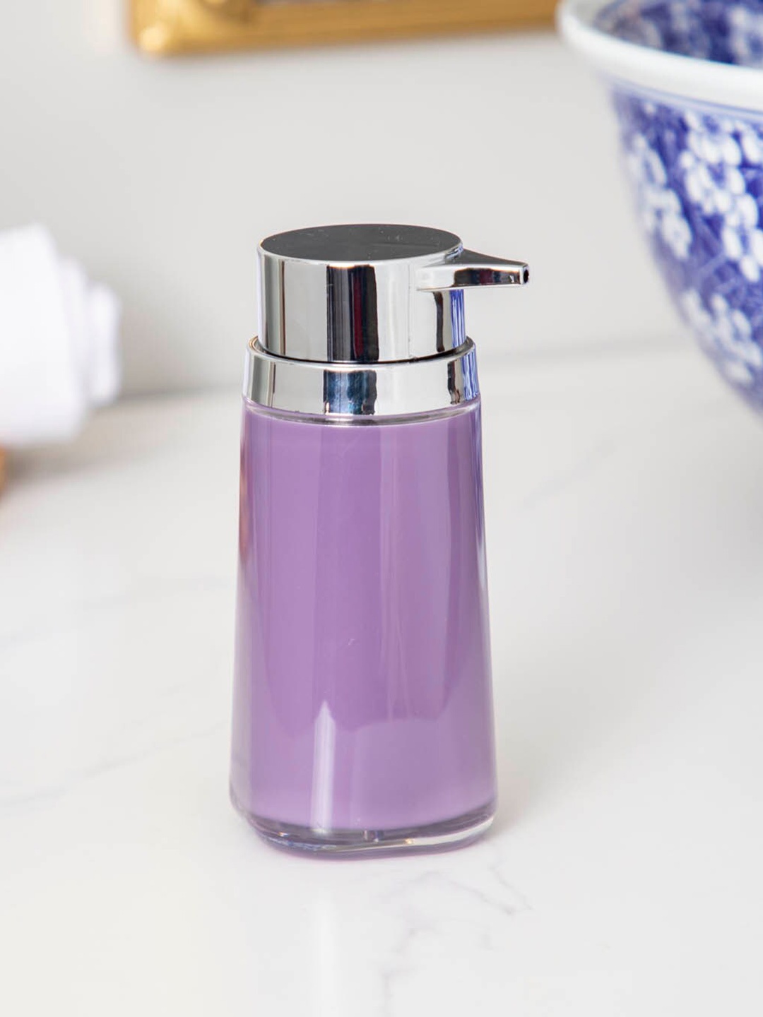

THEDECORKART Purple Plastic Cylindrical Soap Dispenser