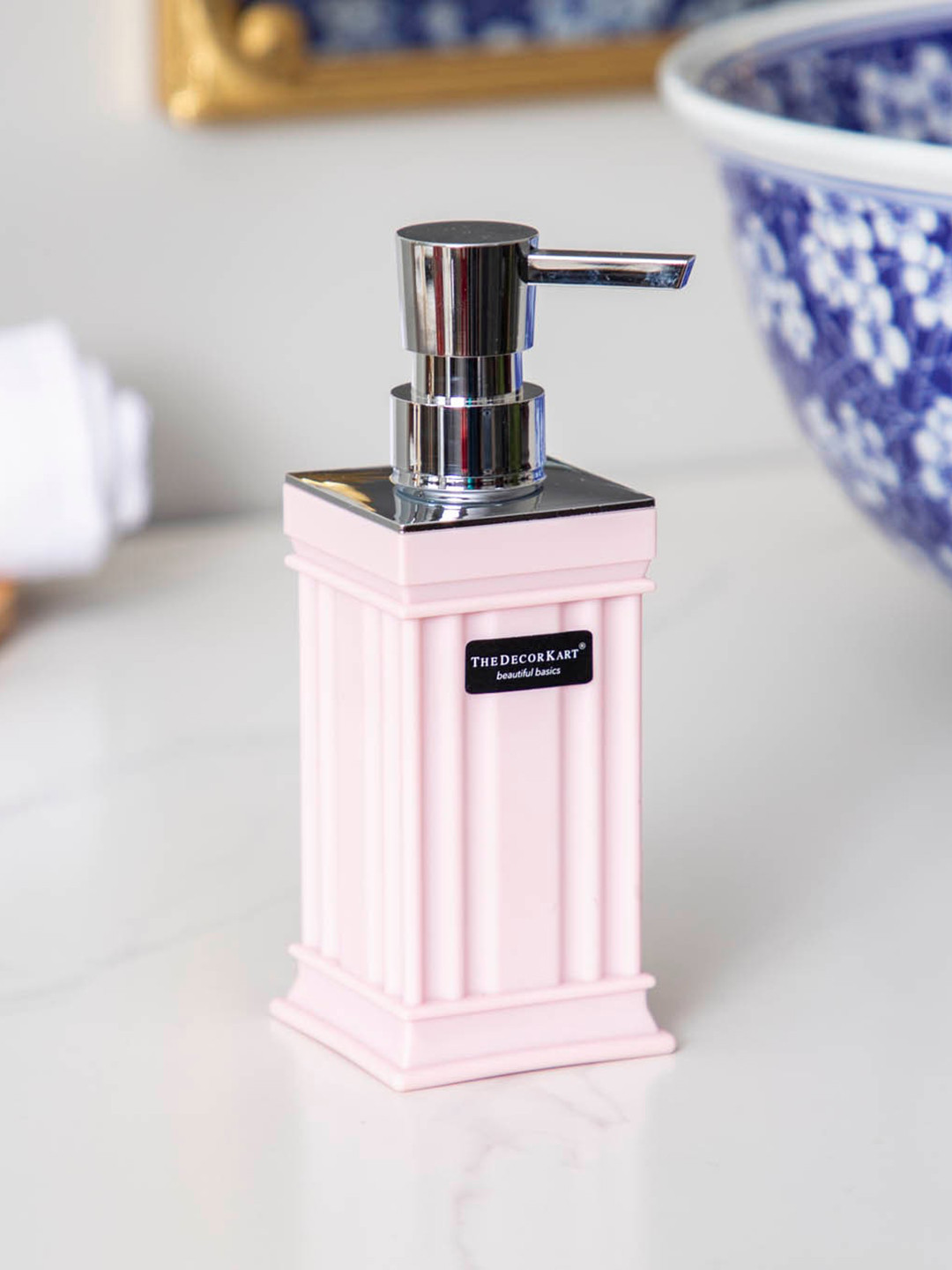 

THEDECORKART Pink Plastic Rectangular Soap Dispenser