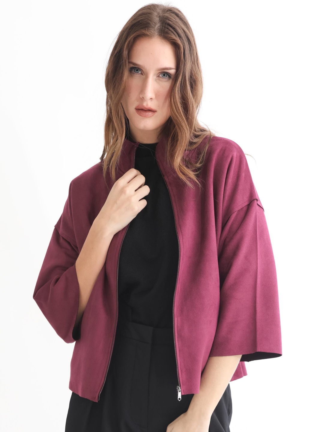 

RAREISM Mock Collar Tailored Jacket, Pink