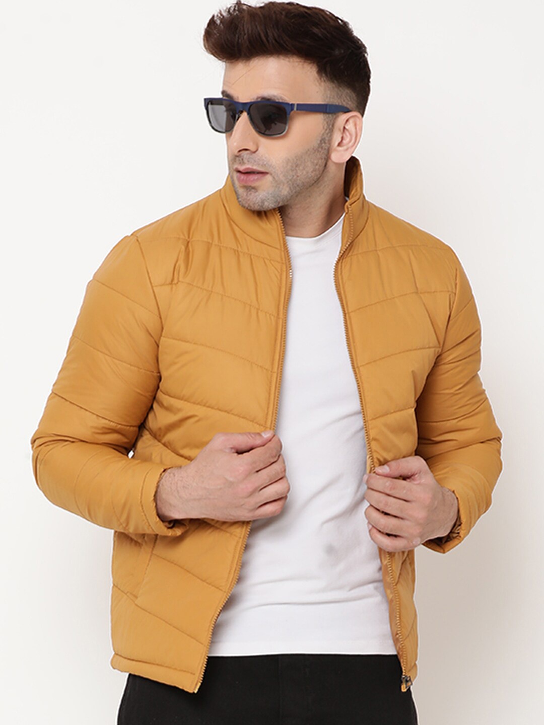 

9ty3ree Mock Collar Insulator Quilted Jacket, Mustard