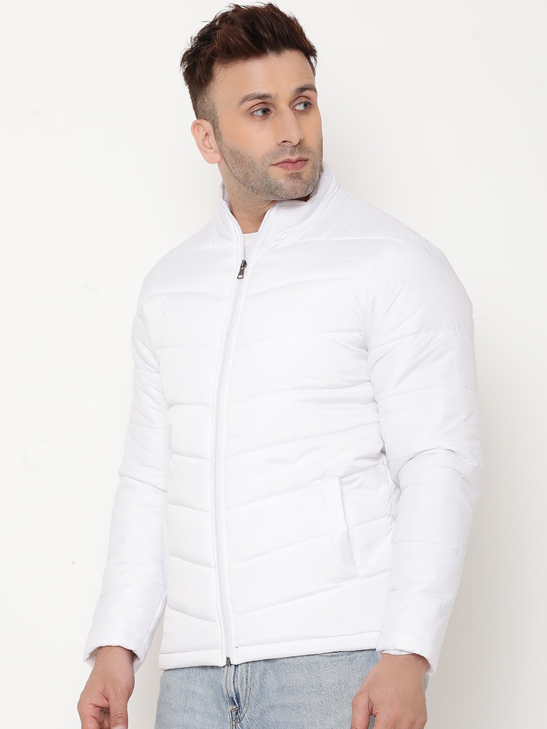 

9ty3ree Mock Collar Insulator Puffer Jacket, White