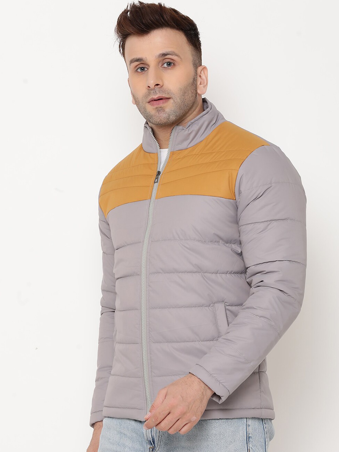 9ty3ree Insulator Colourblocked Puffer Jacket, Grey
