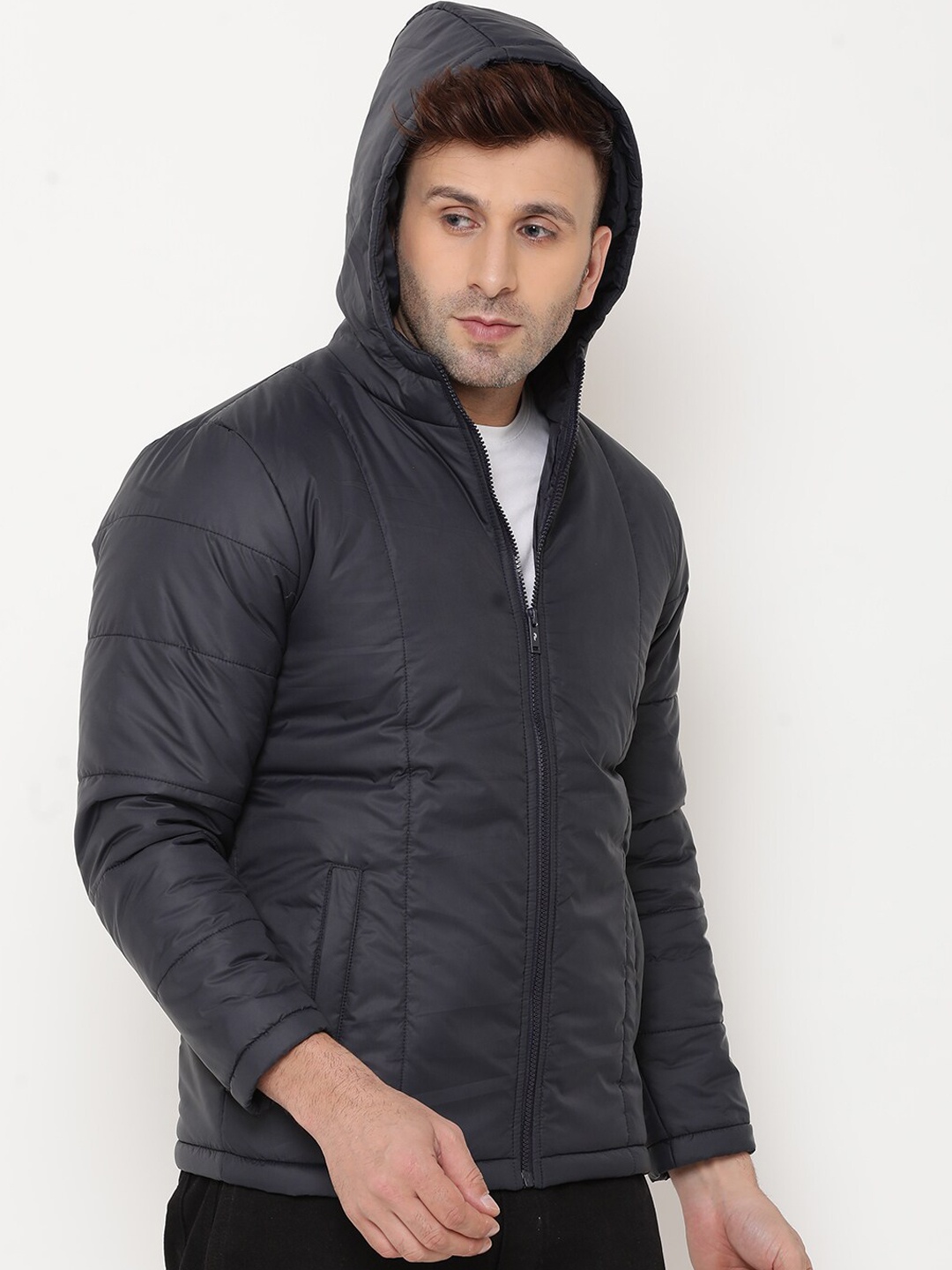 

9ty3ree Hooded Insulator Puffer Jacket, Navy blue