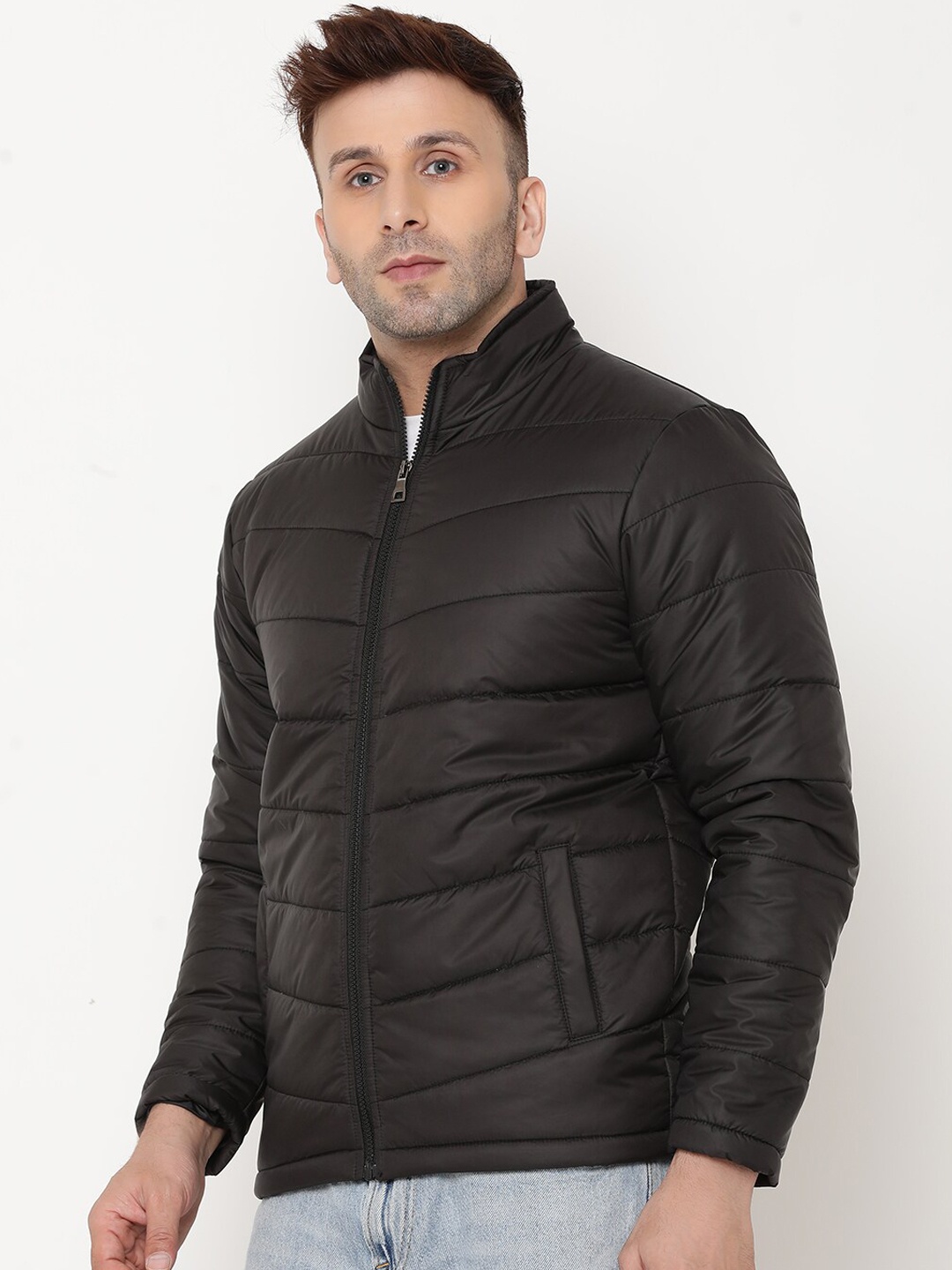 

9ty3ree Mock Collar Insulator Puffer Jacket, Black