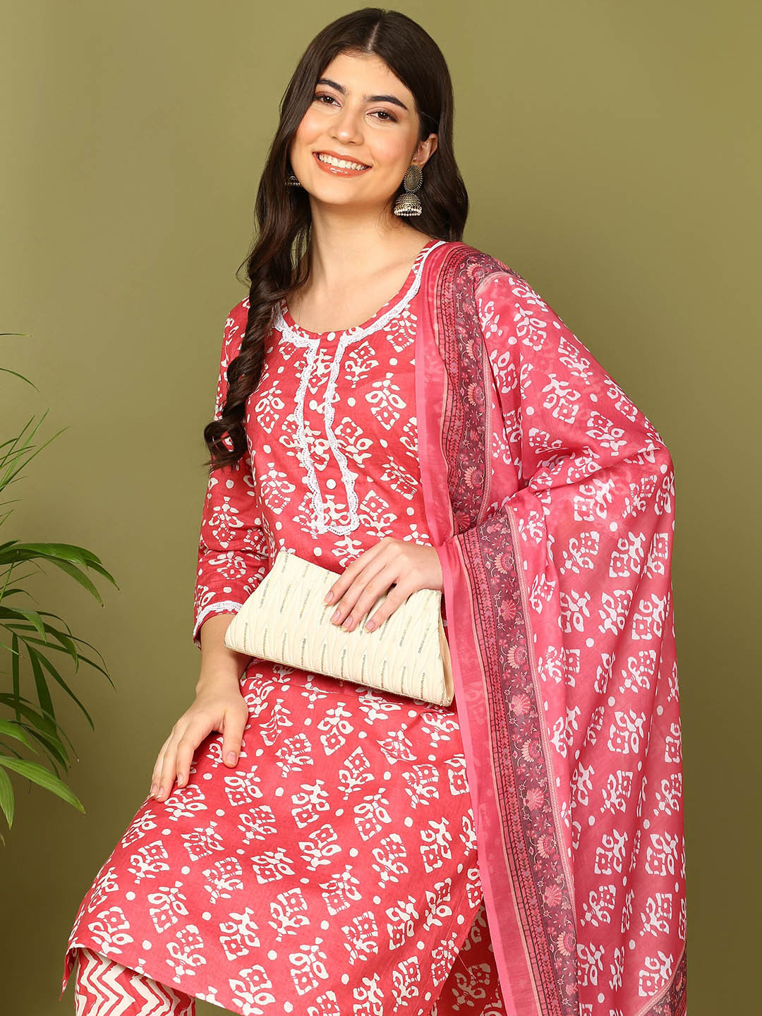 

Sangria Ethnic Motifs Printed Regular Pure Cotton Kurta With Trousers & Dupatta, Magenta