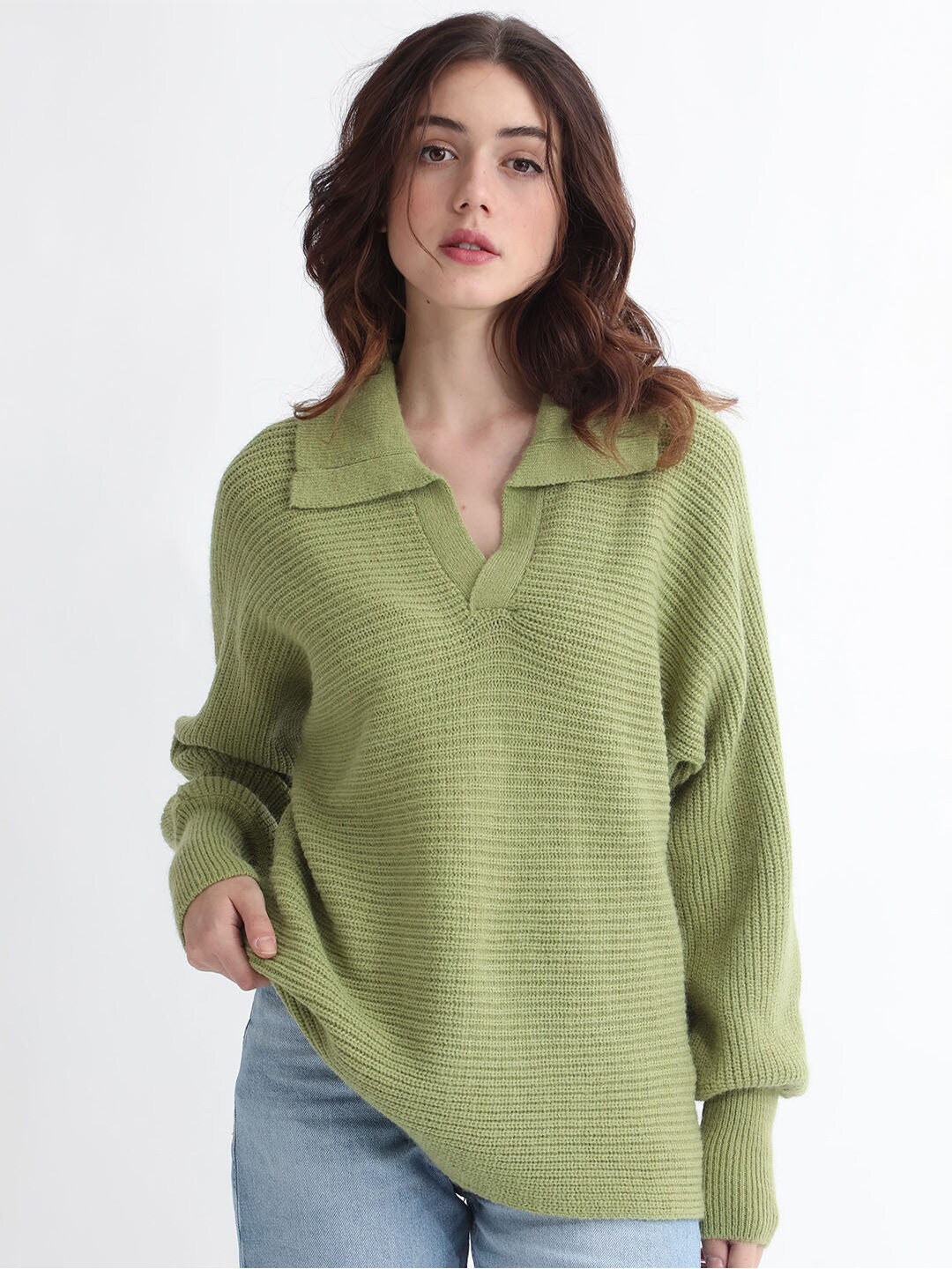 

RAREISM Ribbed Pullover, Green
