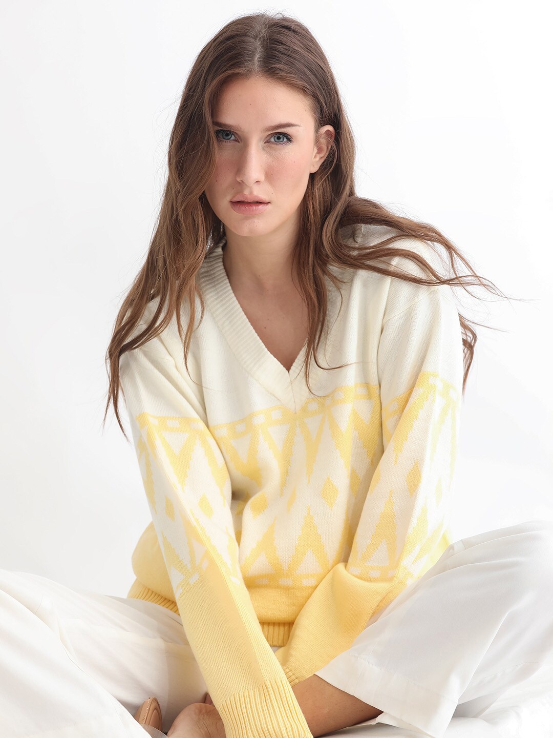 

RAREISM Abstract Printed Cotton Pullover, Yellow