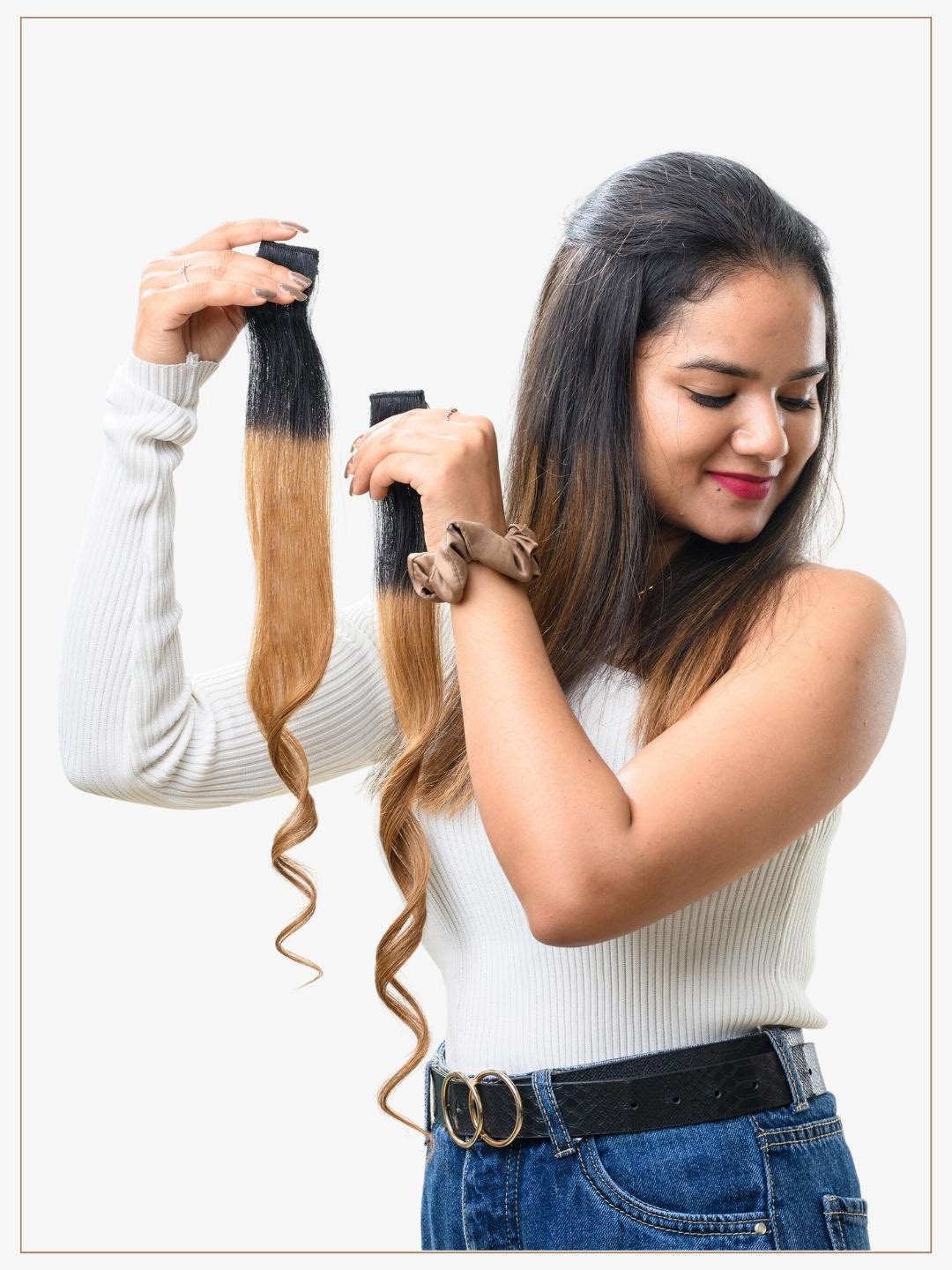 

HAIR ORIGINALS 2-Pcs Clip In Balayage Hair Streaks - Golden Blonde 24, Gold