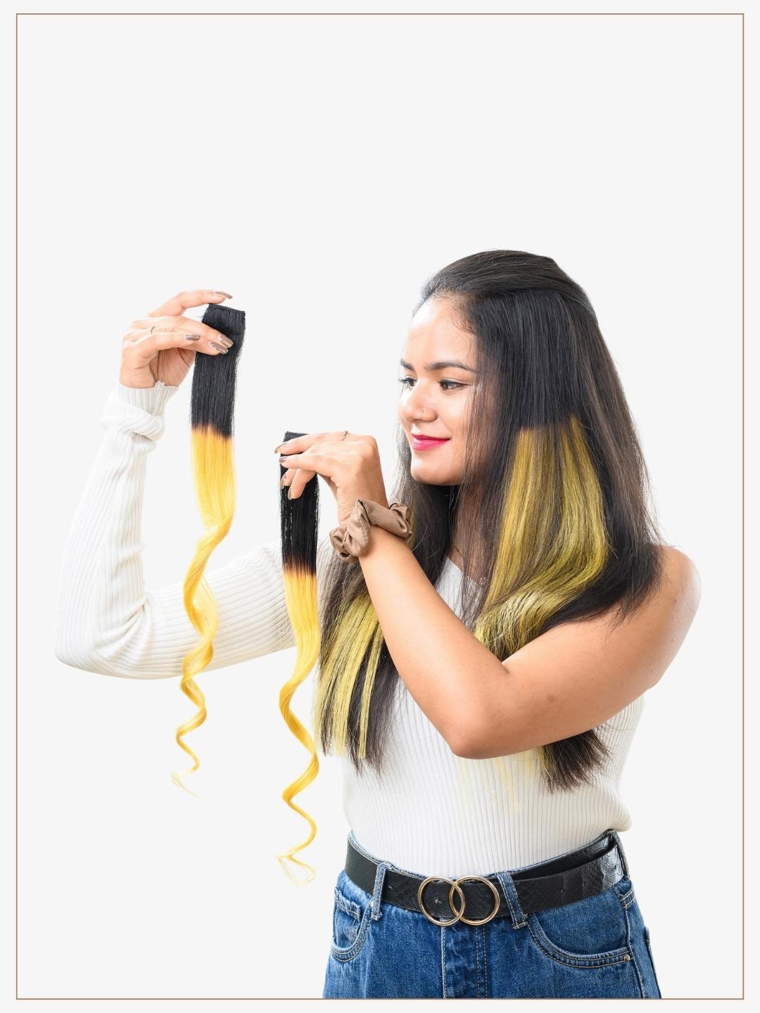 

HAIR ORIGINALS 2Pcs Clip In Balayage Hair Streaks - Sunburst Yellow 20