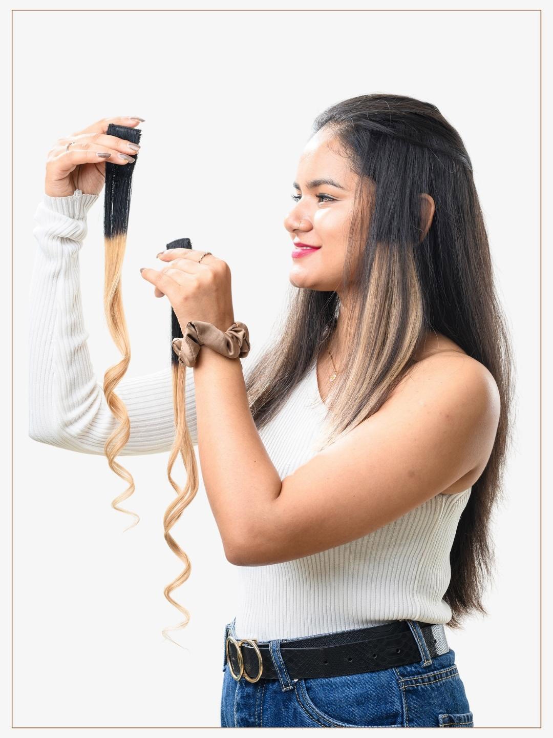 

HAIR ORIGINALS 2-Pcs Clip In Balayage Hair Streaks - Naughty Brown 24-2