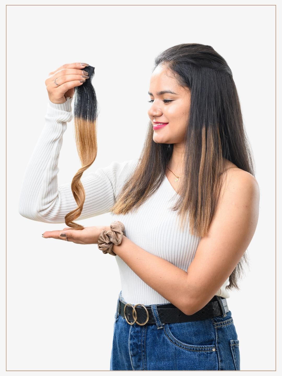 

HAIR ORIGINALS Clip In Balayage Hair Streak - Golden Blonde 16, Gold
