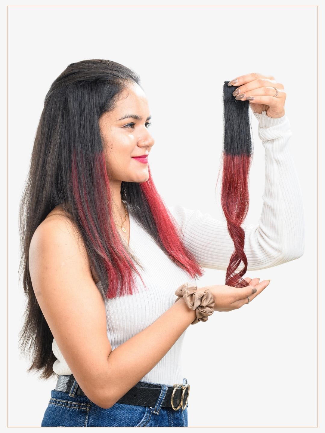 

HAIR ORIGINALS Clip In Balayage Hair Streak - Punchy Plum 20, Red