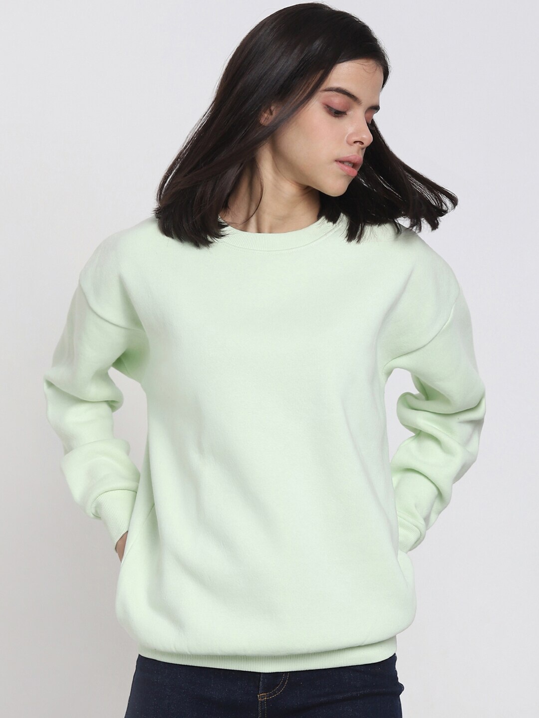 

Bewakoof Heavy Duty 1.0 Women Oversized Plus Size Sweatshirt, Green