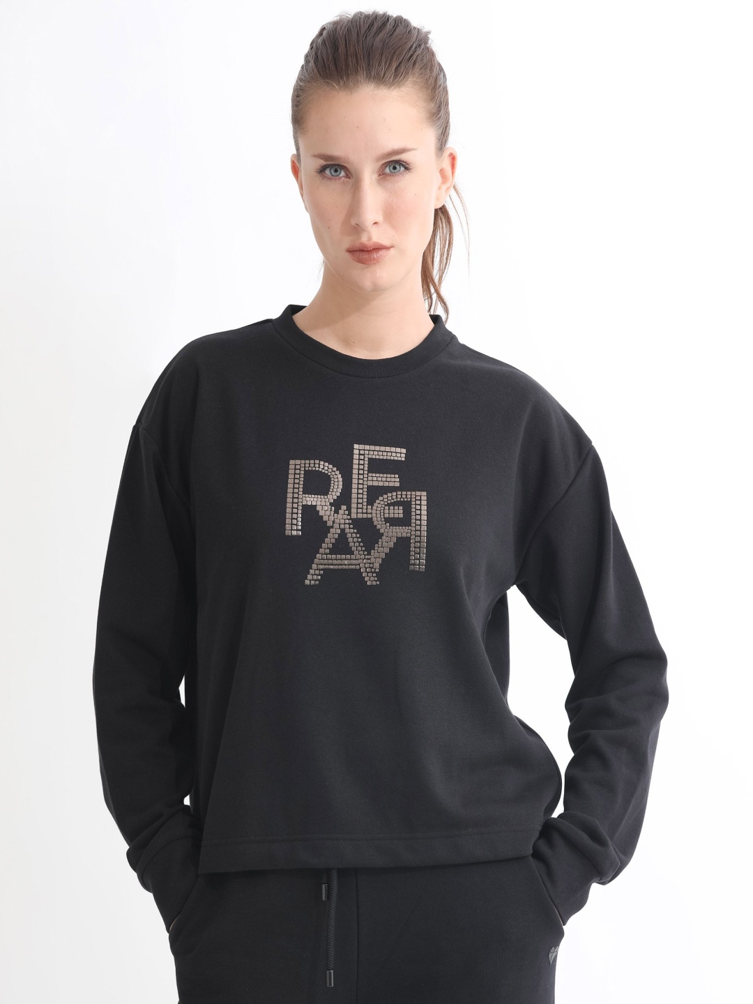 RAREISM Typographic Printed Cotton Sweatshirt, Black
