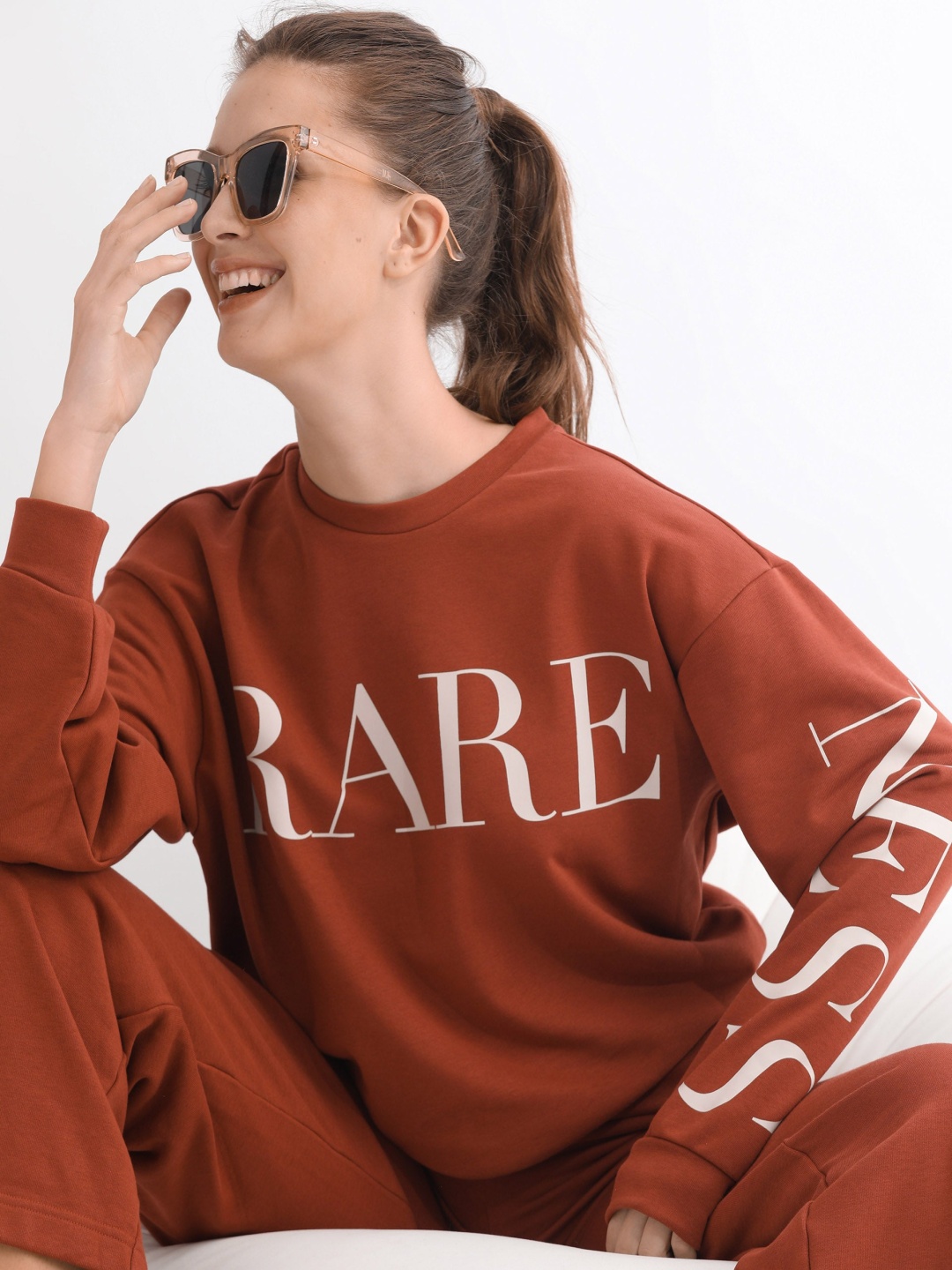 

RAREISM Typographic Printed Cotton Sweatshirt, Rust