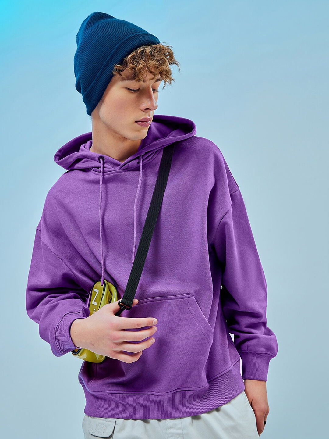 

Bewakoof Heavy Duty 1.0 Oversized Hooded Fleece Sweatshirt, Purple