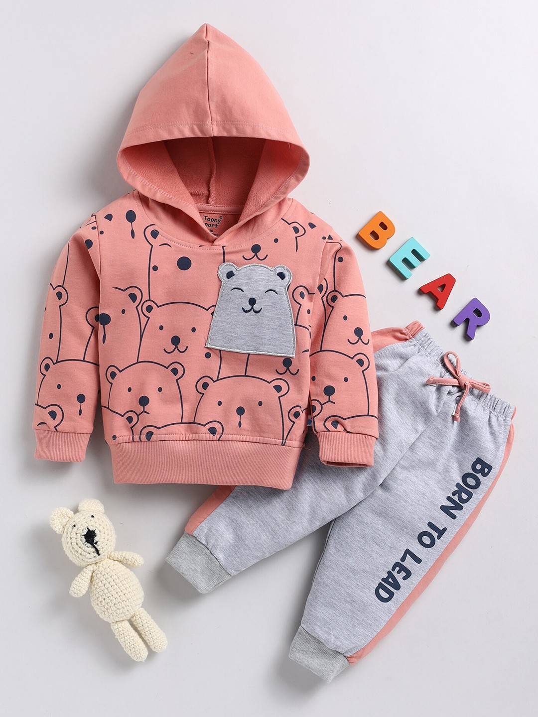 

Toonyport Unisex Kids Printed T-shirt With Trousers, Peach