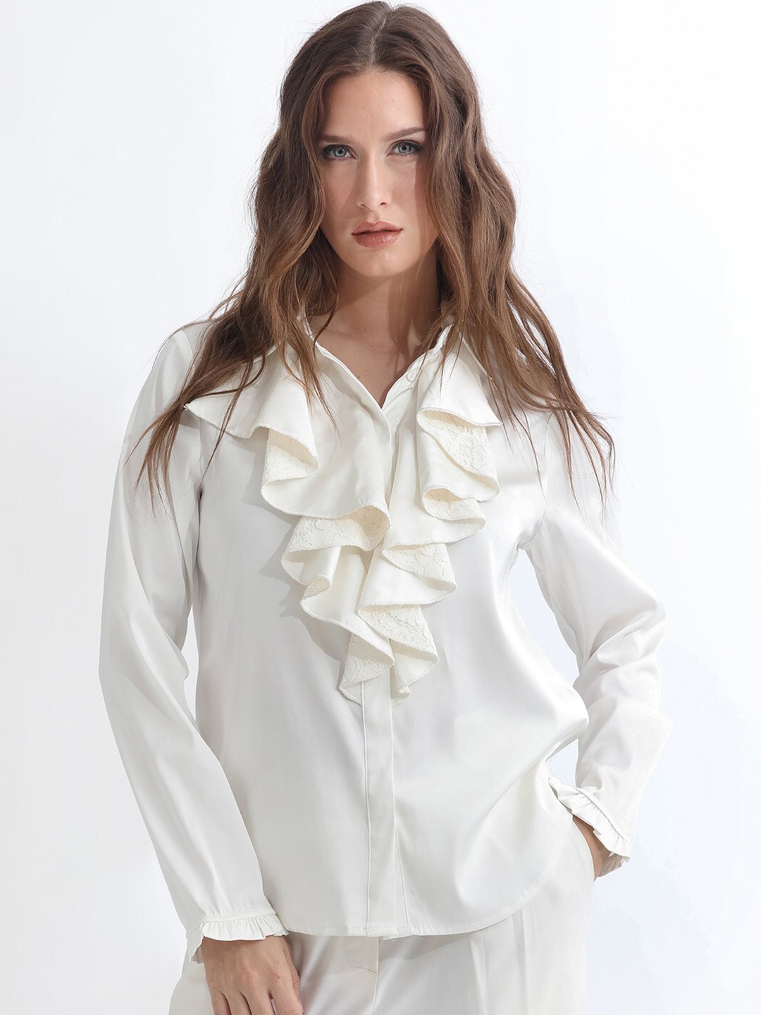 

RAREISM Ruffles Shirt Style Top, Off white