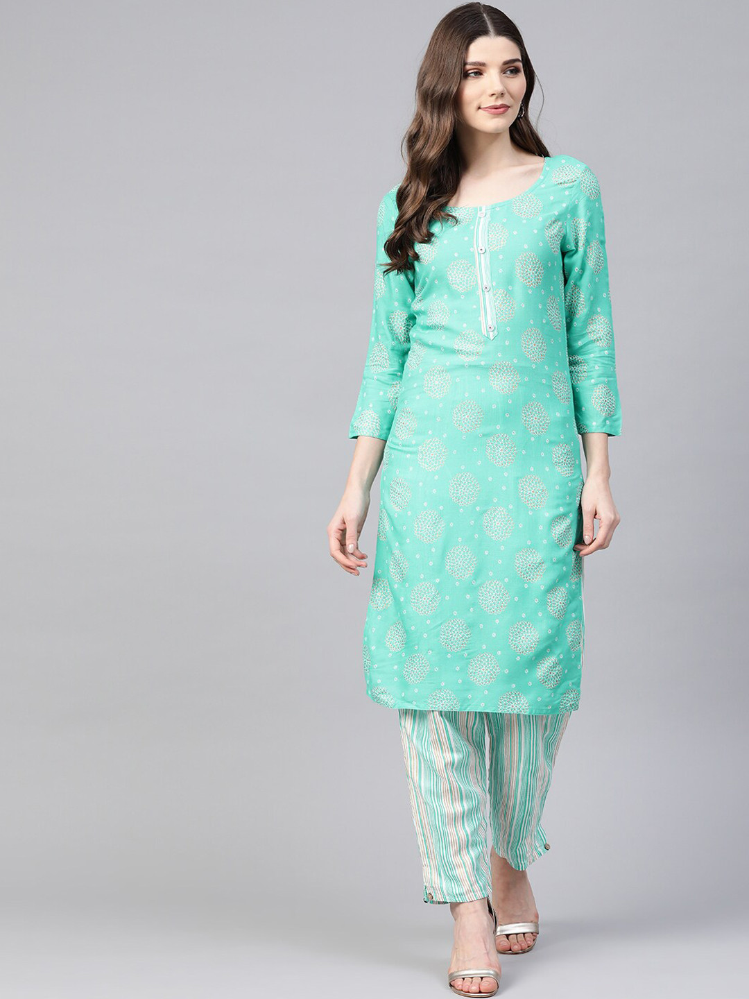 

JC4U Ethnic Motifs Printed Regular Kurta With Trousers, Blue