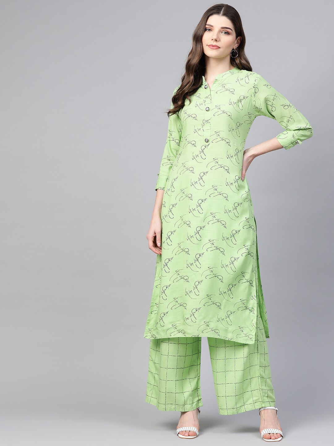 

JC4U Abstract Printed Regular Kurta with Palazzos, Green