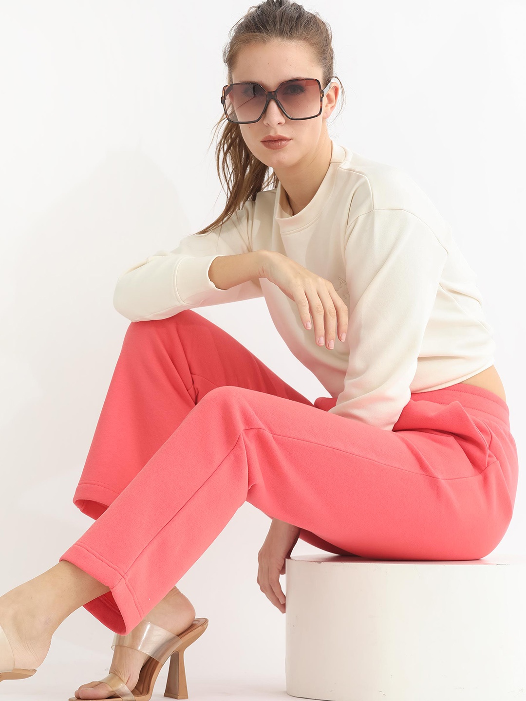 

RAREISM Women Mid Rise Cotton Slim Fit Track Pant, Orange