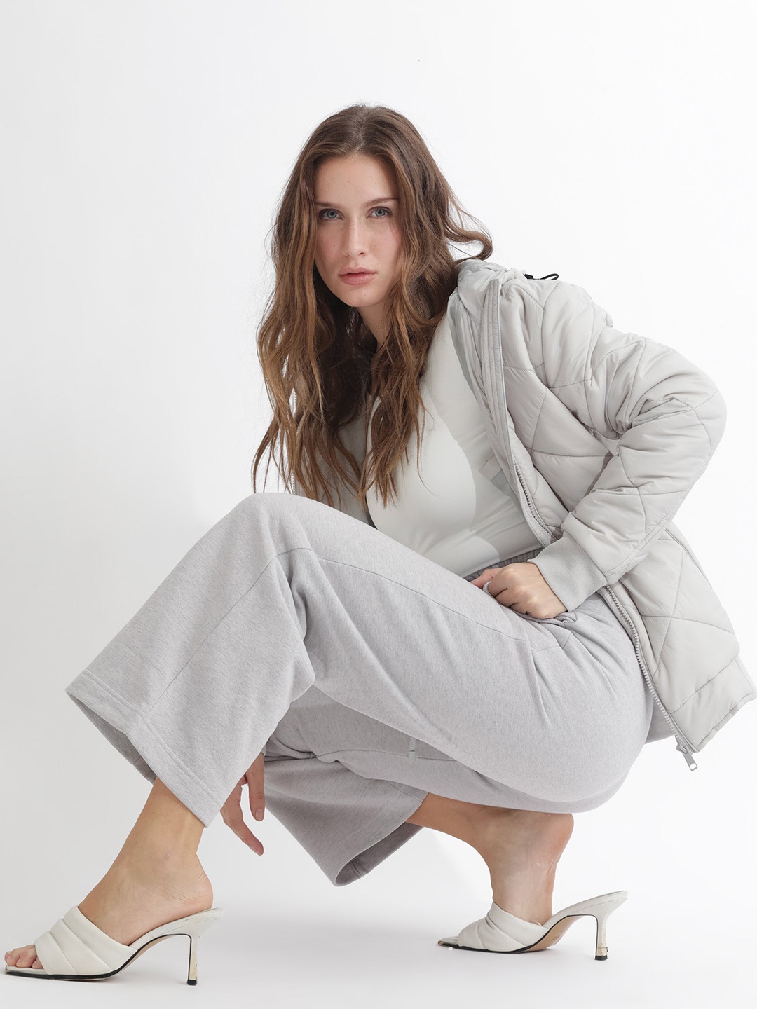 

RAREISM Women Mid-Rise Cotton Track Pants, Grey