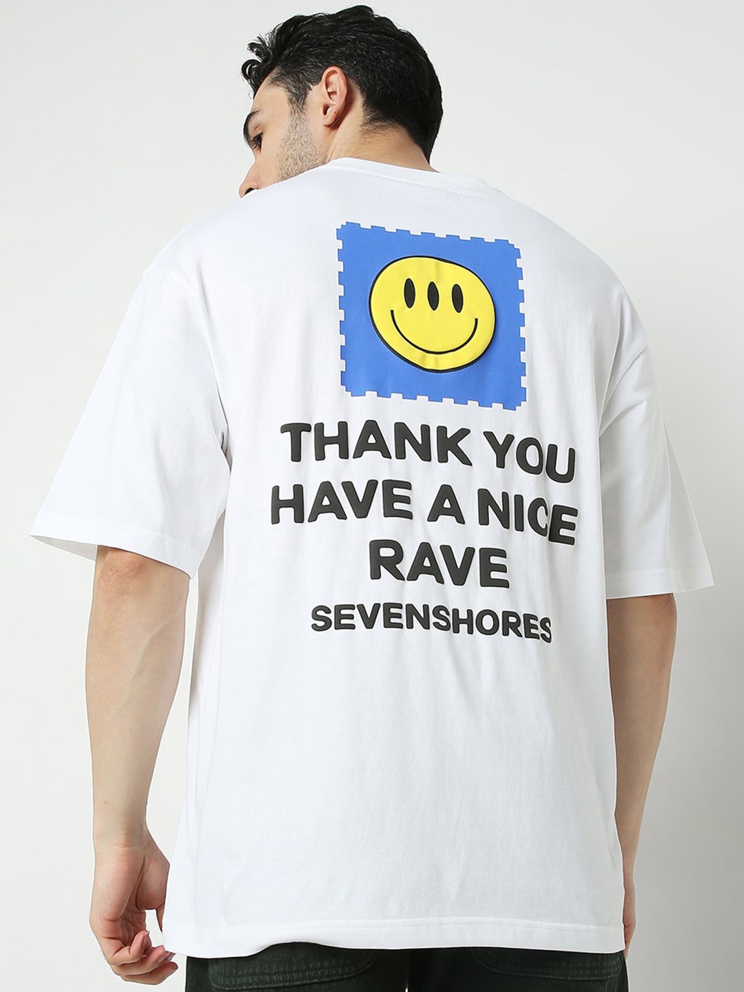 

7Shores Typography Printed Cotton Oversized T-shirt, White
