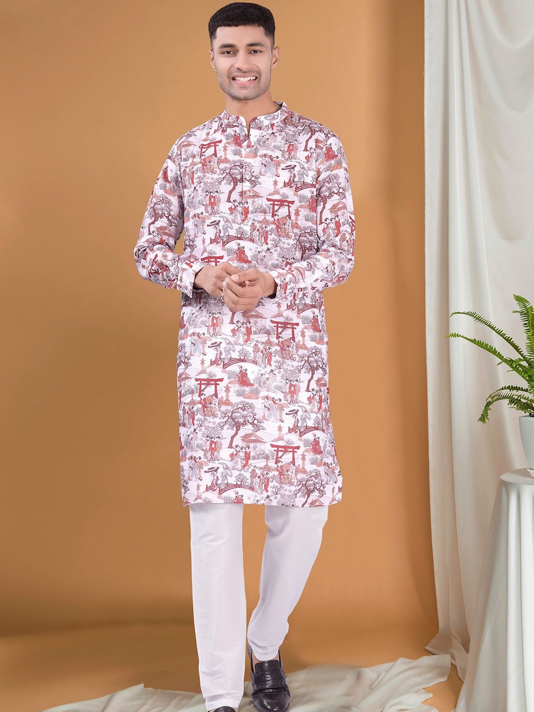 

SHIWAM ETHNIX Ethnic Motif Printed Straight Kurta, White