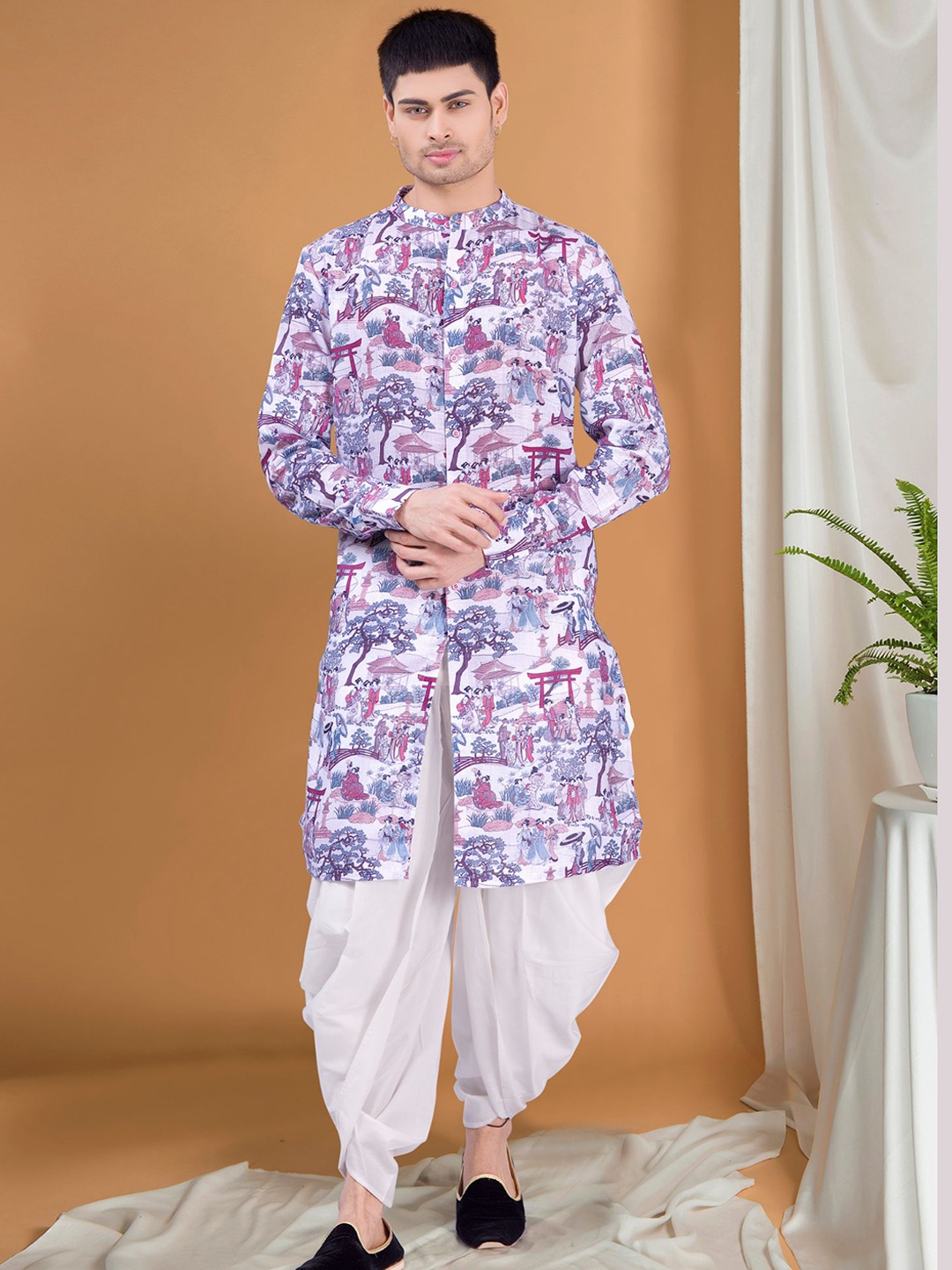 

SHIWAM ETHNIX Kalamkari Printed Pure Cotton Straight Kurta, Purple