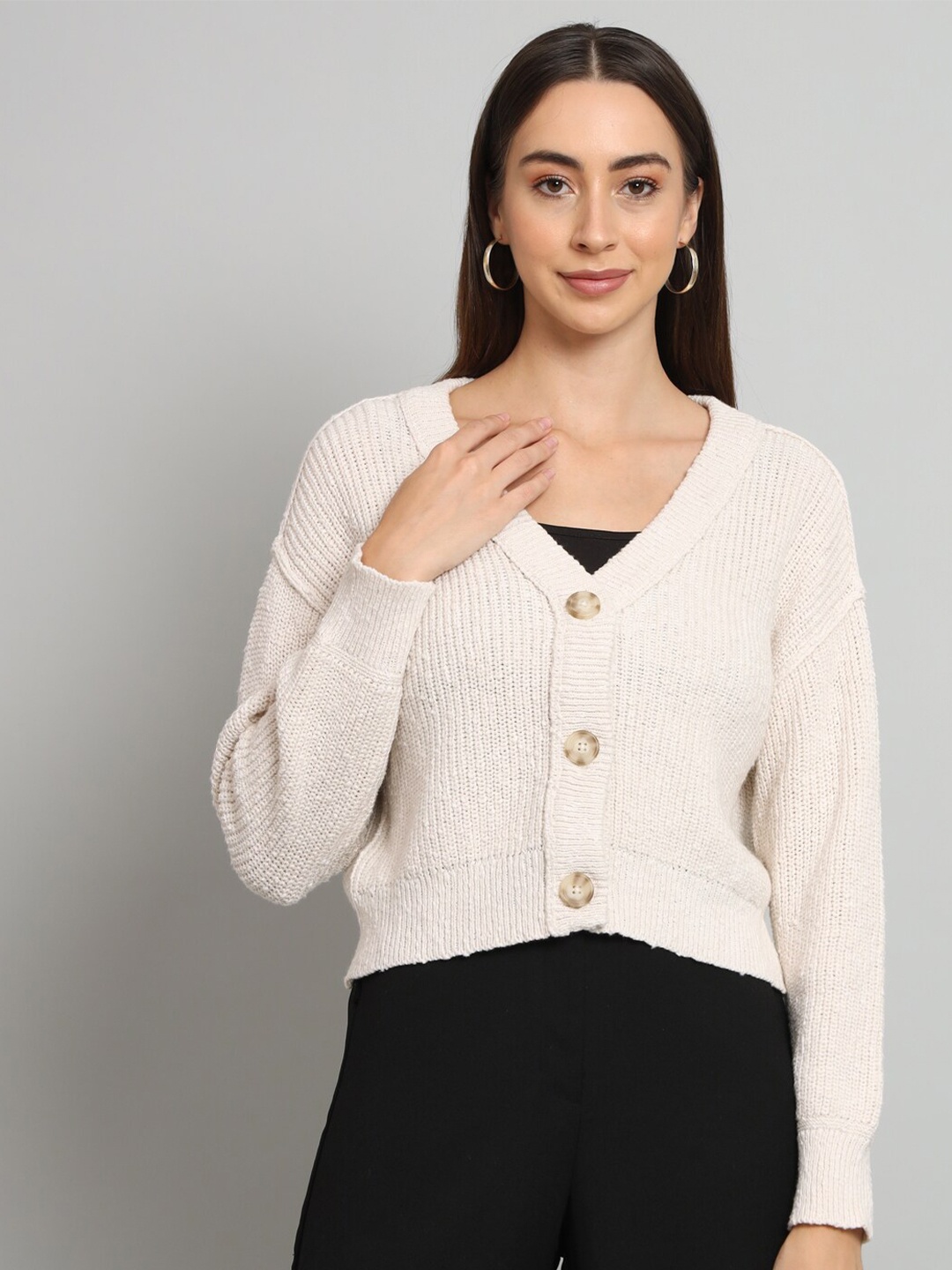 

BROOWL Open Knit Woollen Cardigan, White