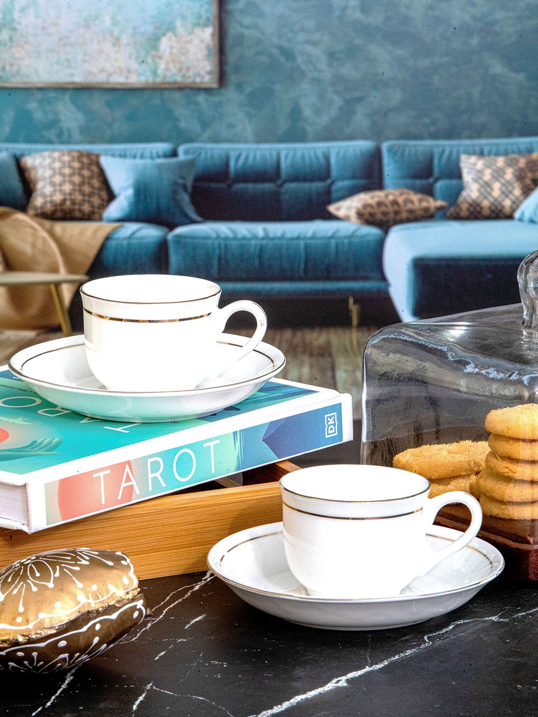 

SONAKI White 12 Pieces Bone China Glossy Coffee Cup and Saucers 130 ml