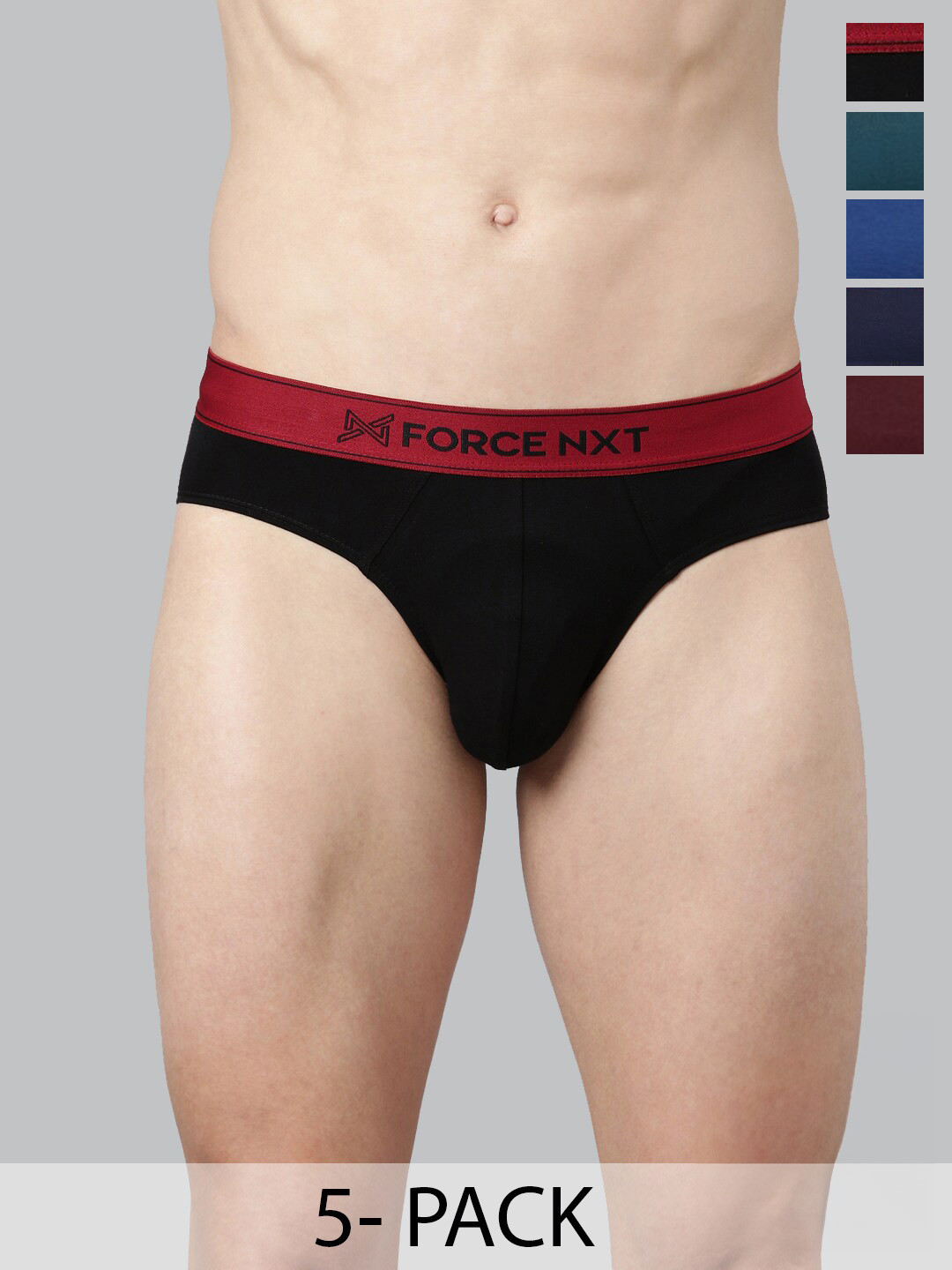 

Force NXT Pack Of 5 Assorted Anti-Microbial Pure Cotton Briefs MNFL-35-R3-ASST-PO5
